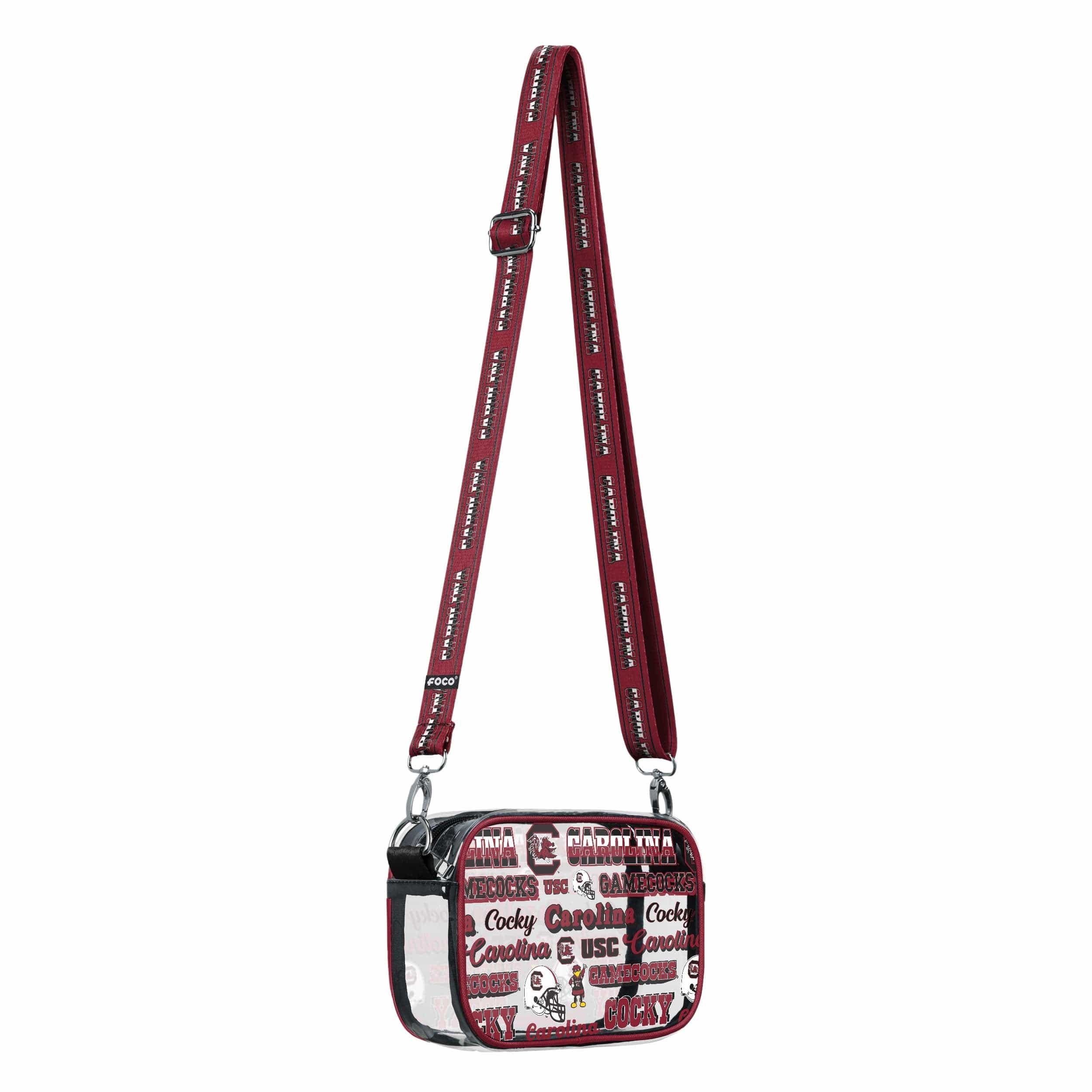 South Carolina Gamecocks NCAA Repeat Retro Print Clear Crossbody Bag - Image 2