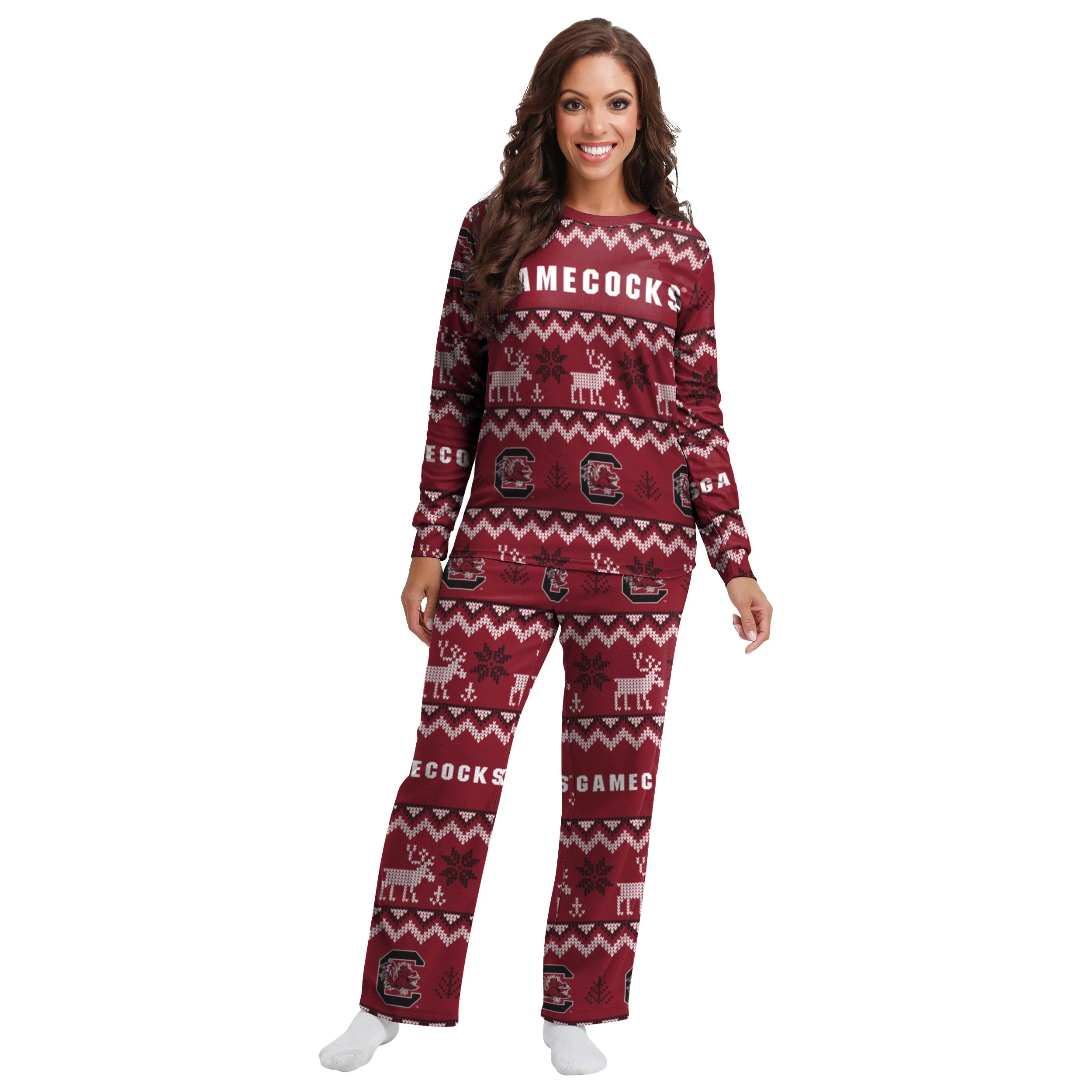 South Carolina Gamecocks NCAA Ugly Pattern Family Holiday Pajamas - Image 5
