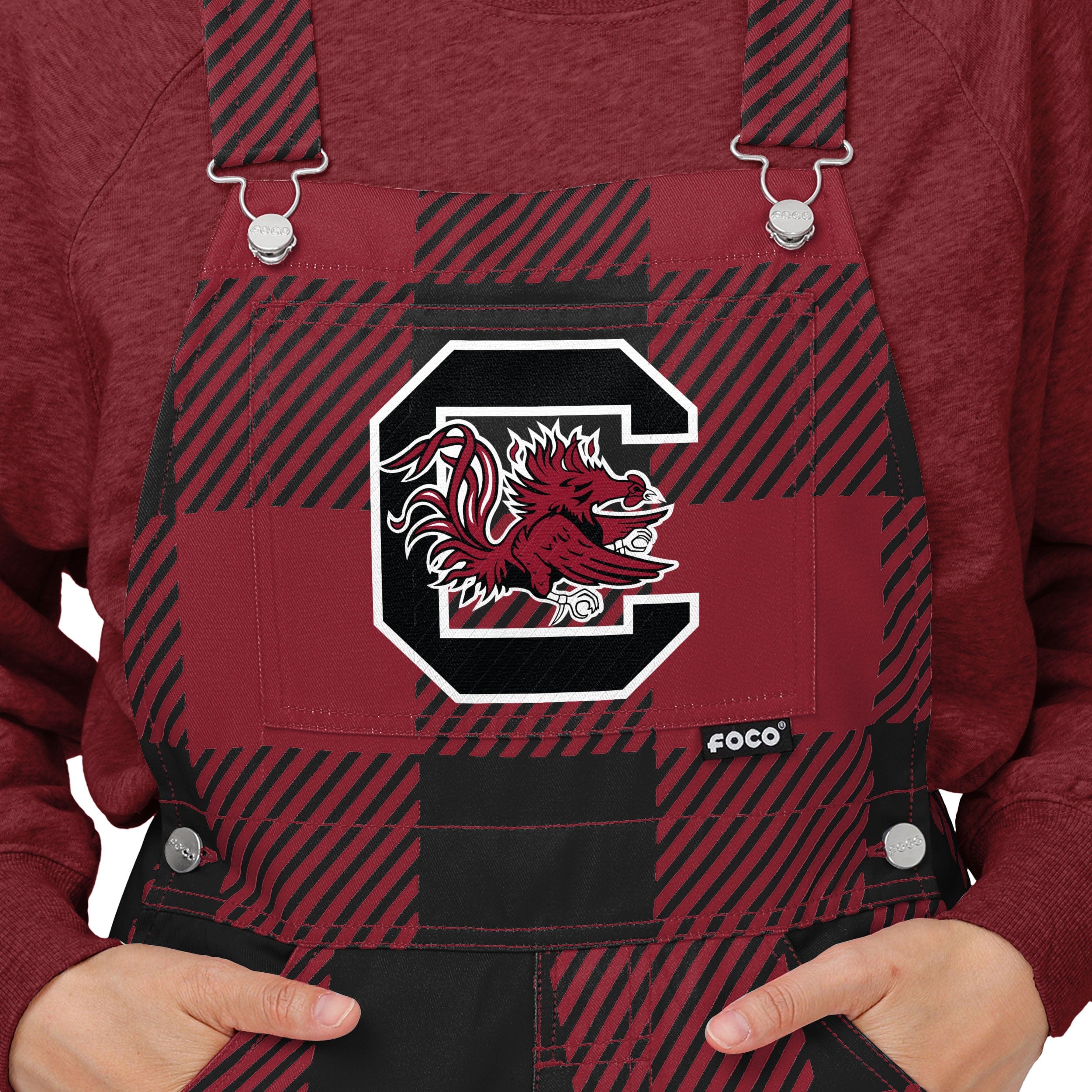 South Carolina Gamecocks NCAA Womens Plaid Bib Overalls - Image 4
