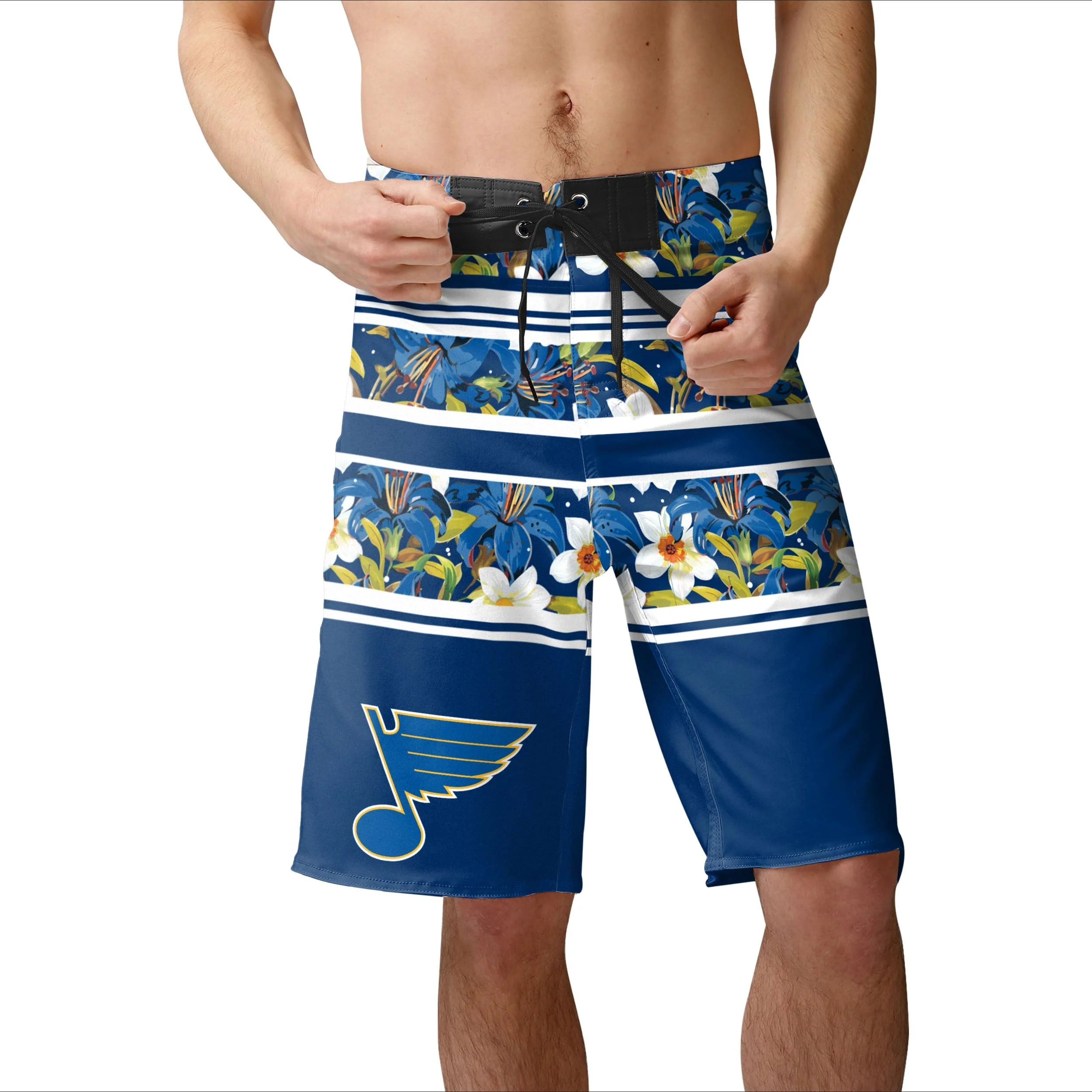 St Louis Blues Mens NHL Floral Stripe Boardshorts - Image 2