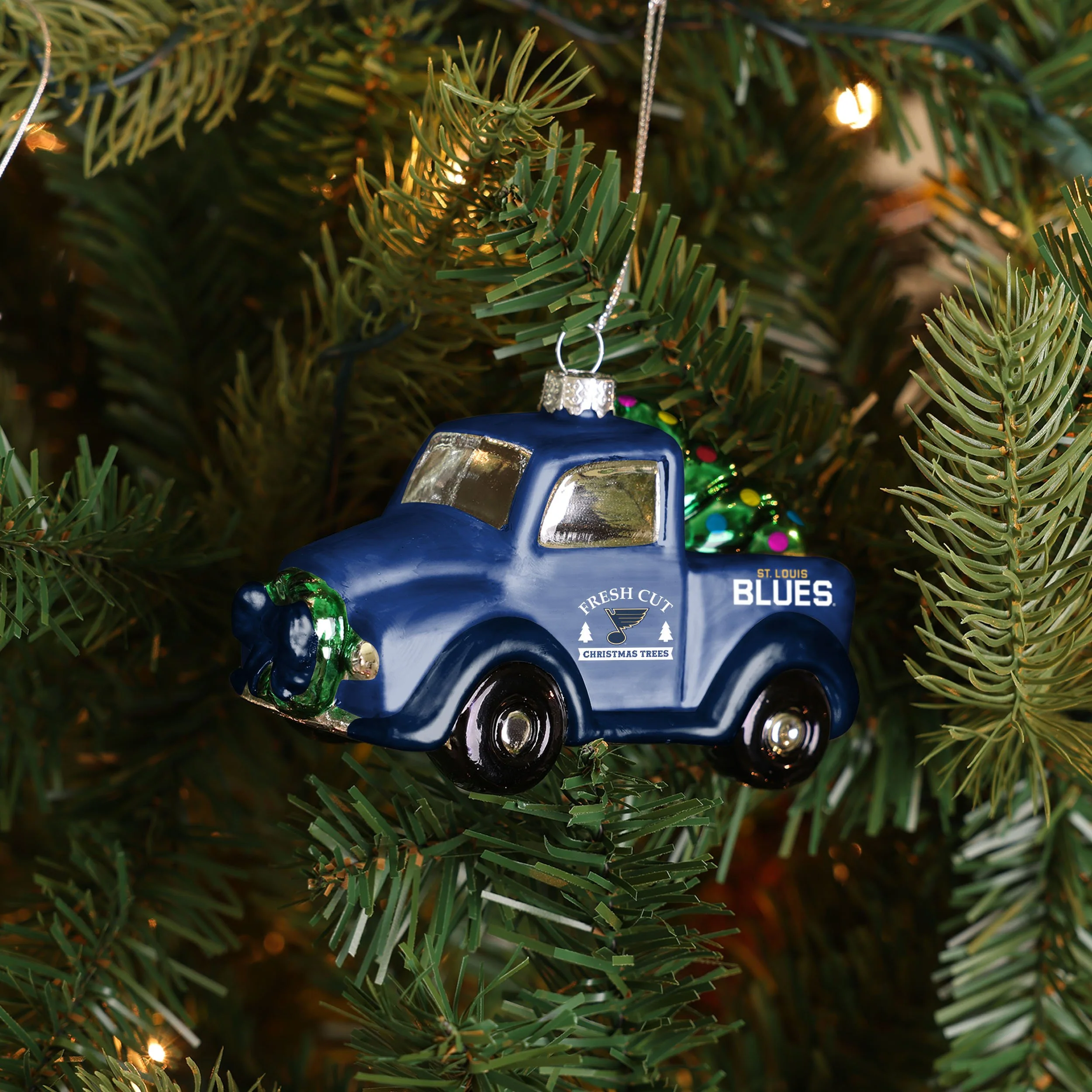 St Louis Blues NHL Blown Glass Truck Ornament - Image 3