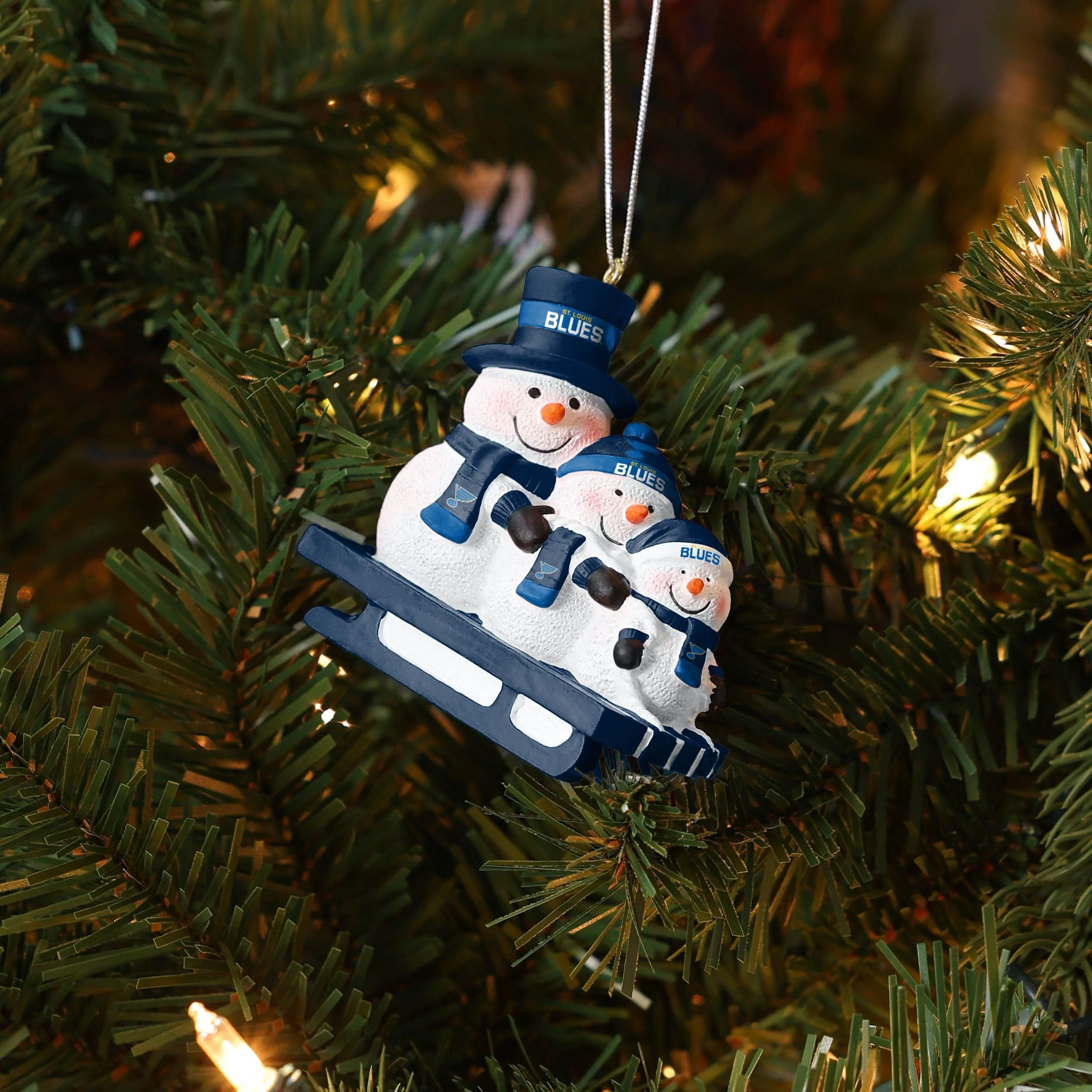 St. Louis Blues NHL Sledding Snowmen Ornament - Image 4