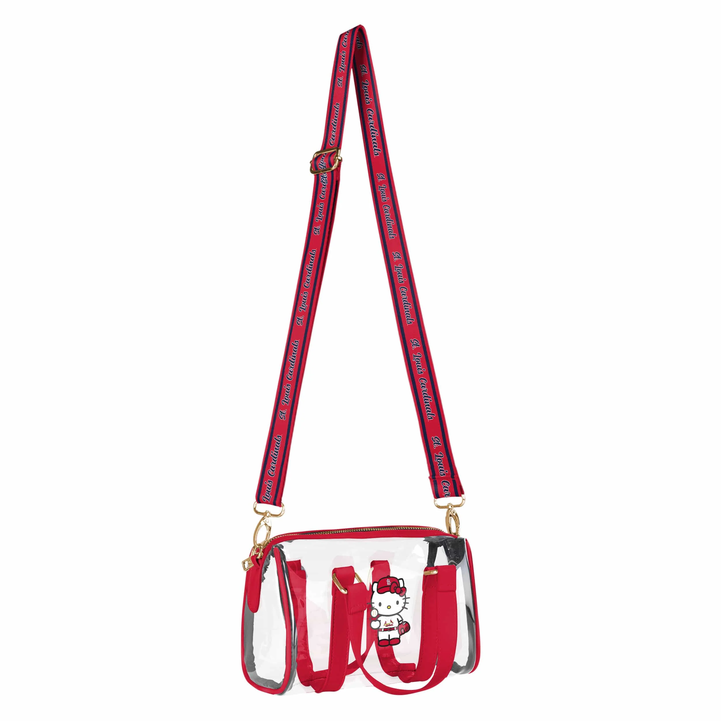 St Louis Cardinals MLB Hello Kitty® Clear Barrel Bag (PREORDER - SHIPS MID JULY) - Image 2