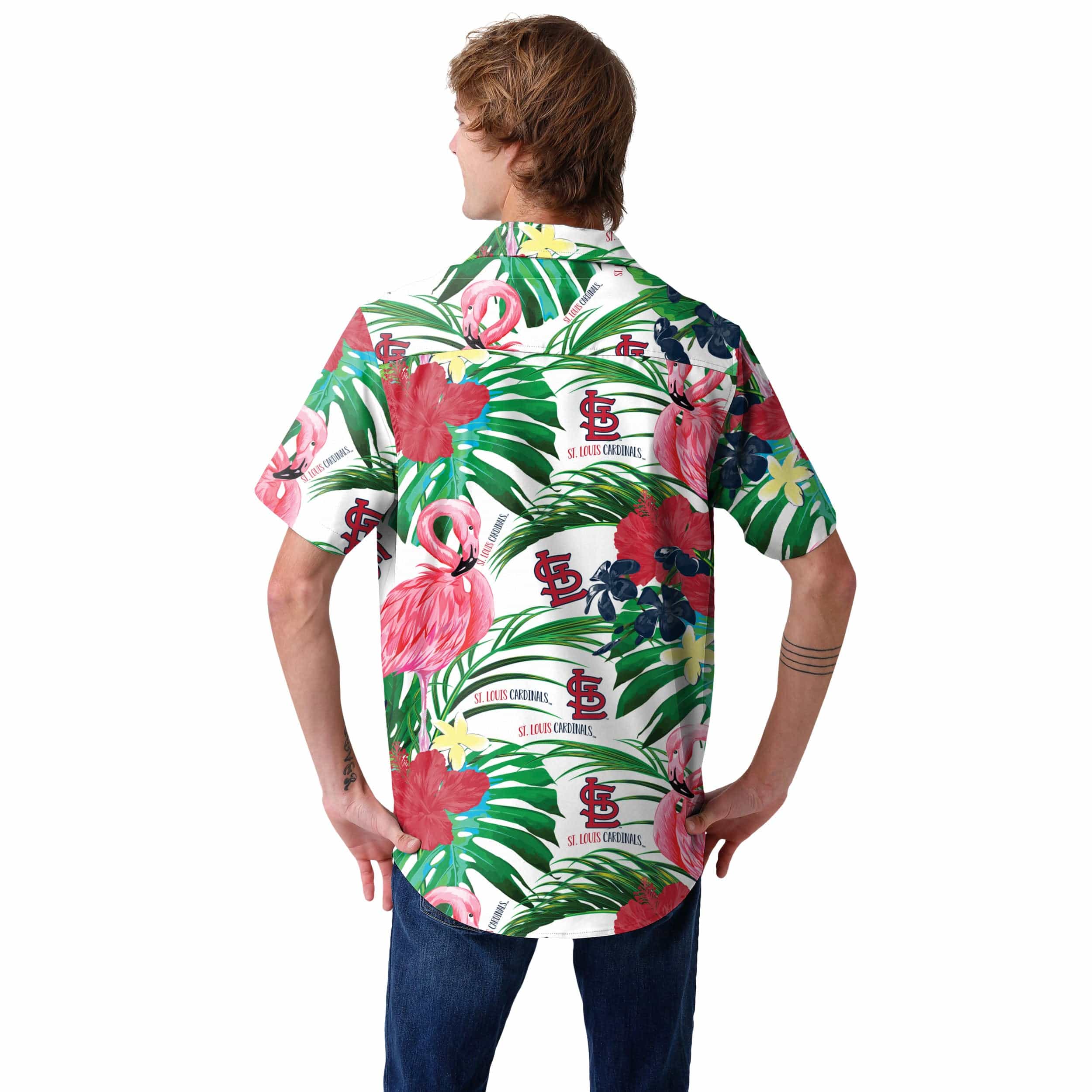 St Louis Cardinals MLB Mens Flamingo Button Up Shirt - Image 3