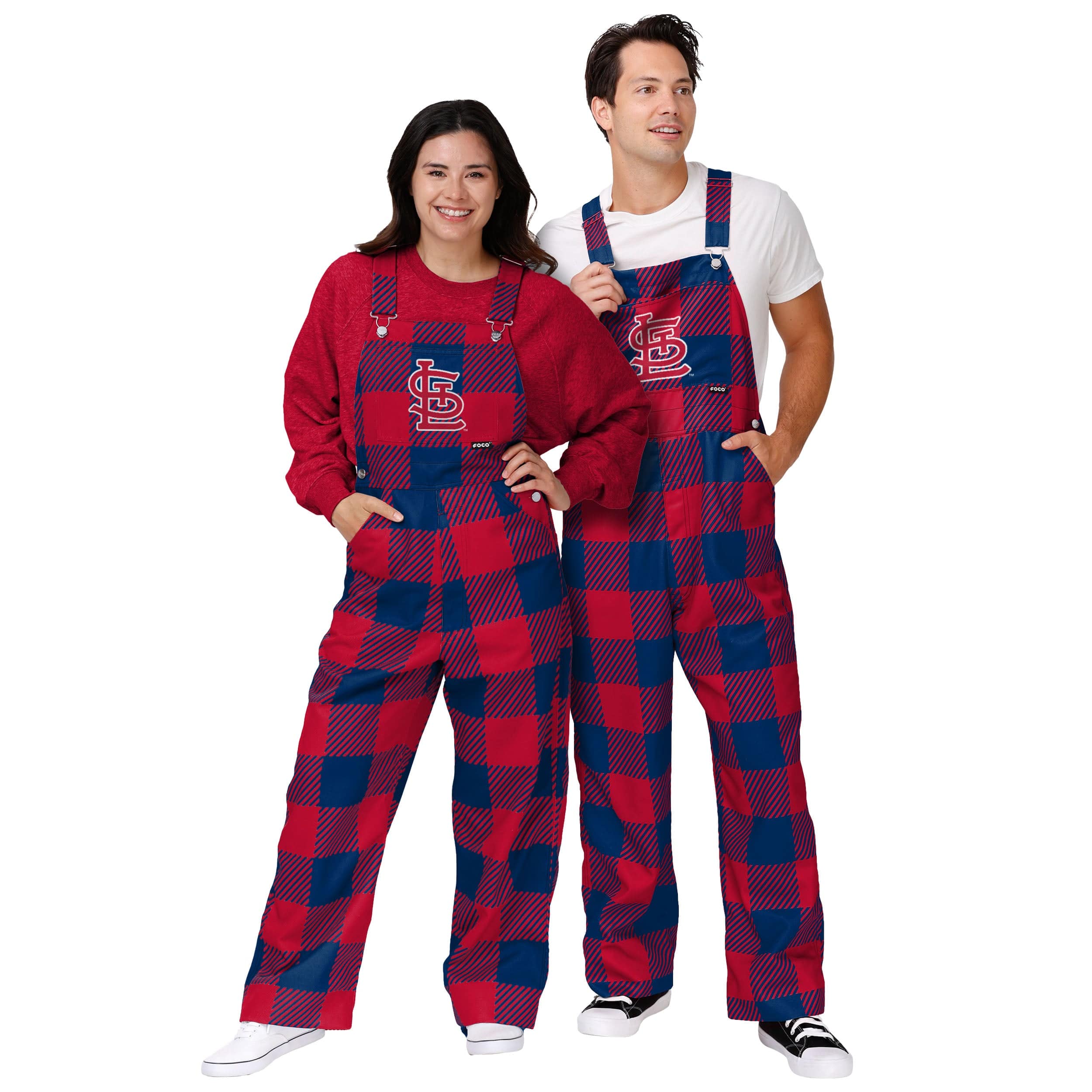 St Louis Cardinals MLB Mens Plaid Bib Overalls - Image 3