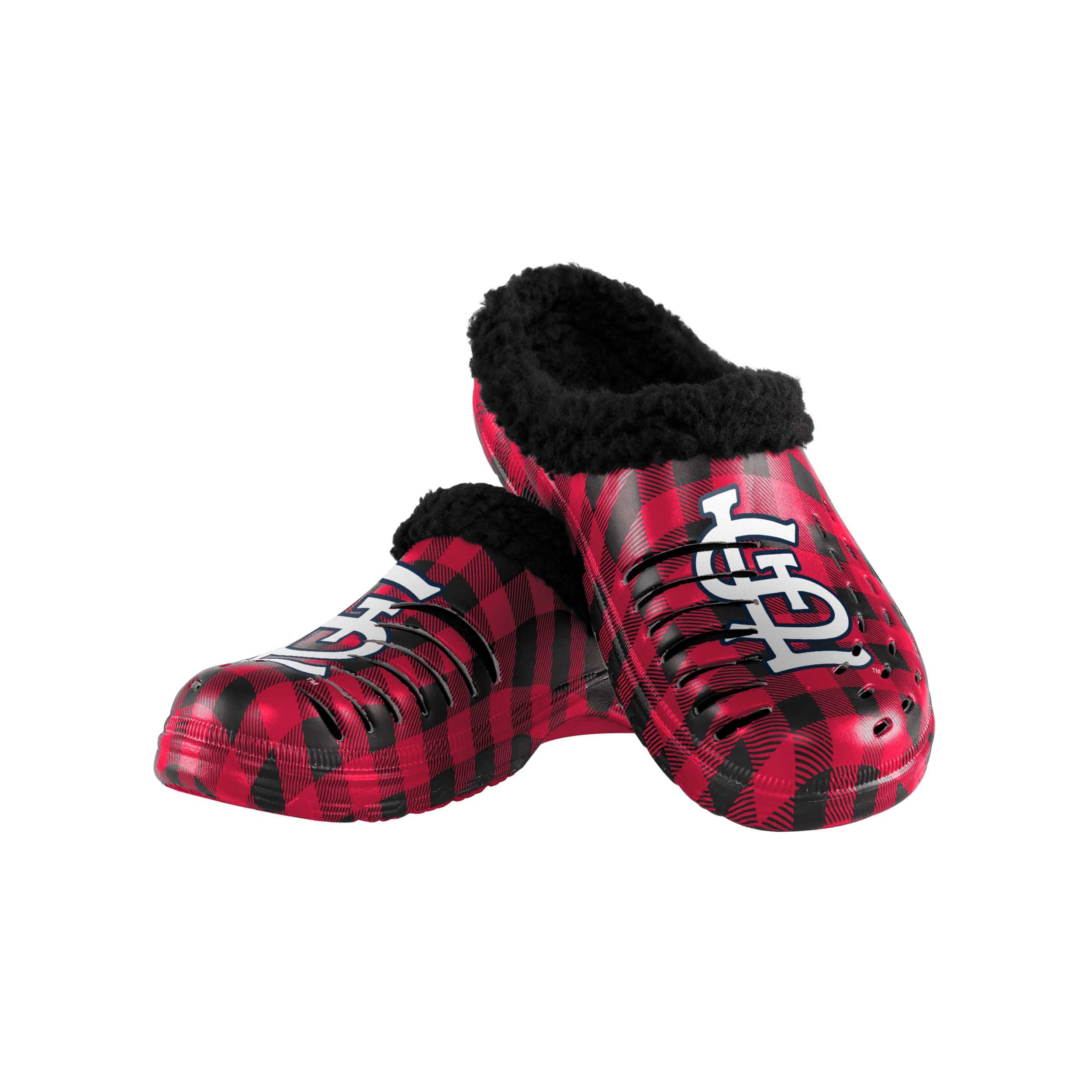 St Louis Cardinals MLB Mens Sherpa Lined Buffalo Check Clog