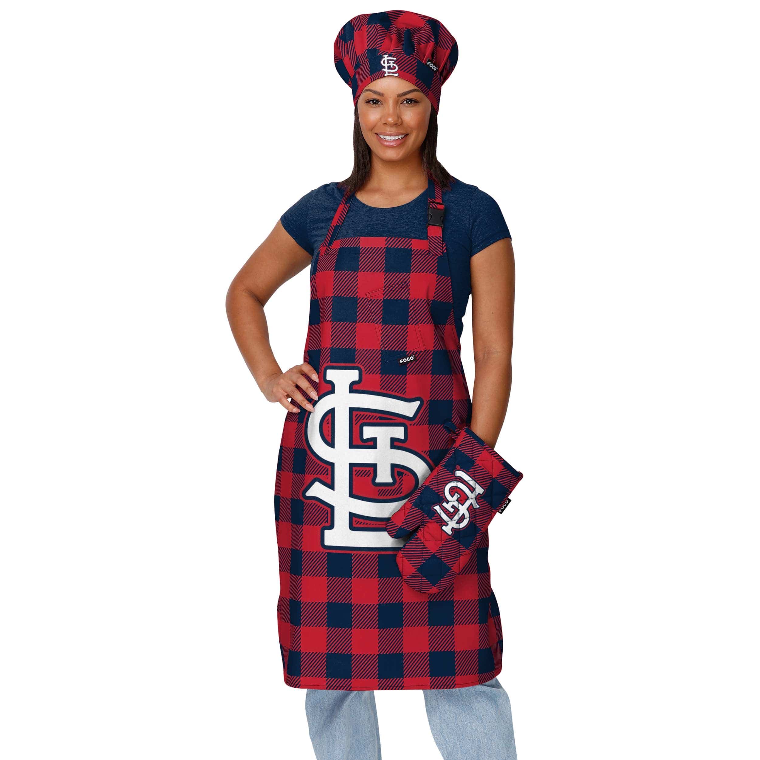St Louis Cardinals MLB Plaid Chef Set - Image 2