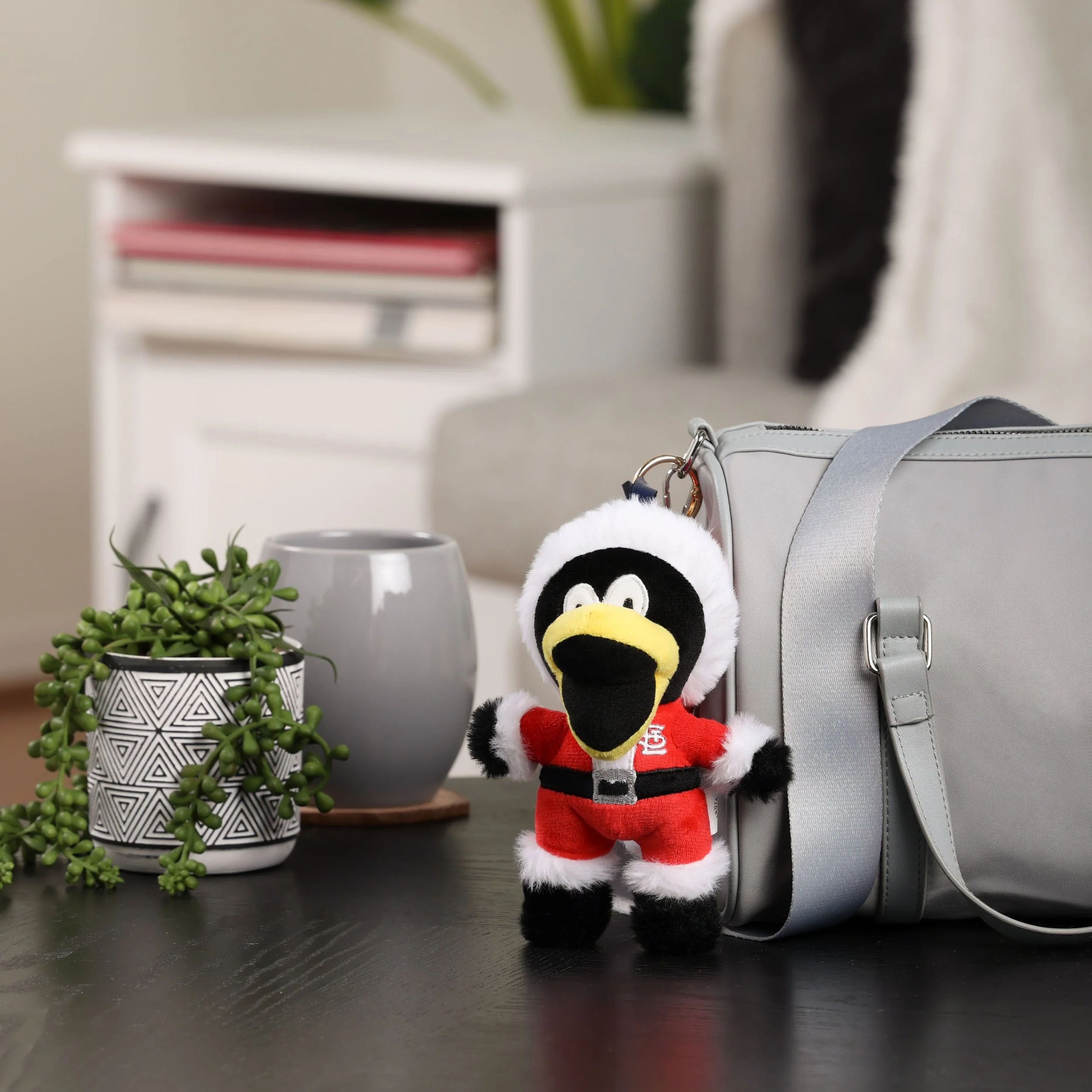 St Louis Cardinals MLB Plush Mascot Santa Bag Charm Keychain - Image 2