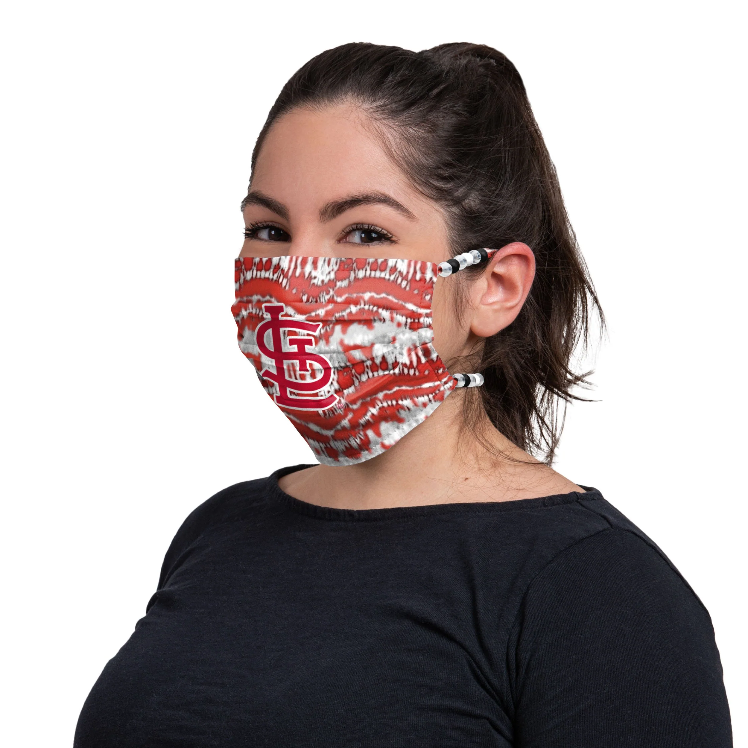 St Louis Cardinals MLB Tie-Dye Beaded Tie-Back Face Cover - Image 3