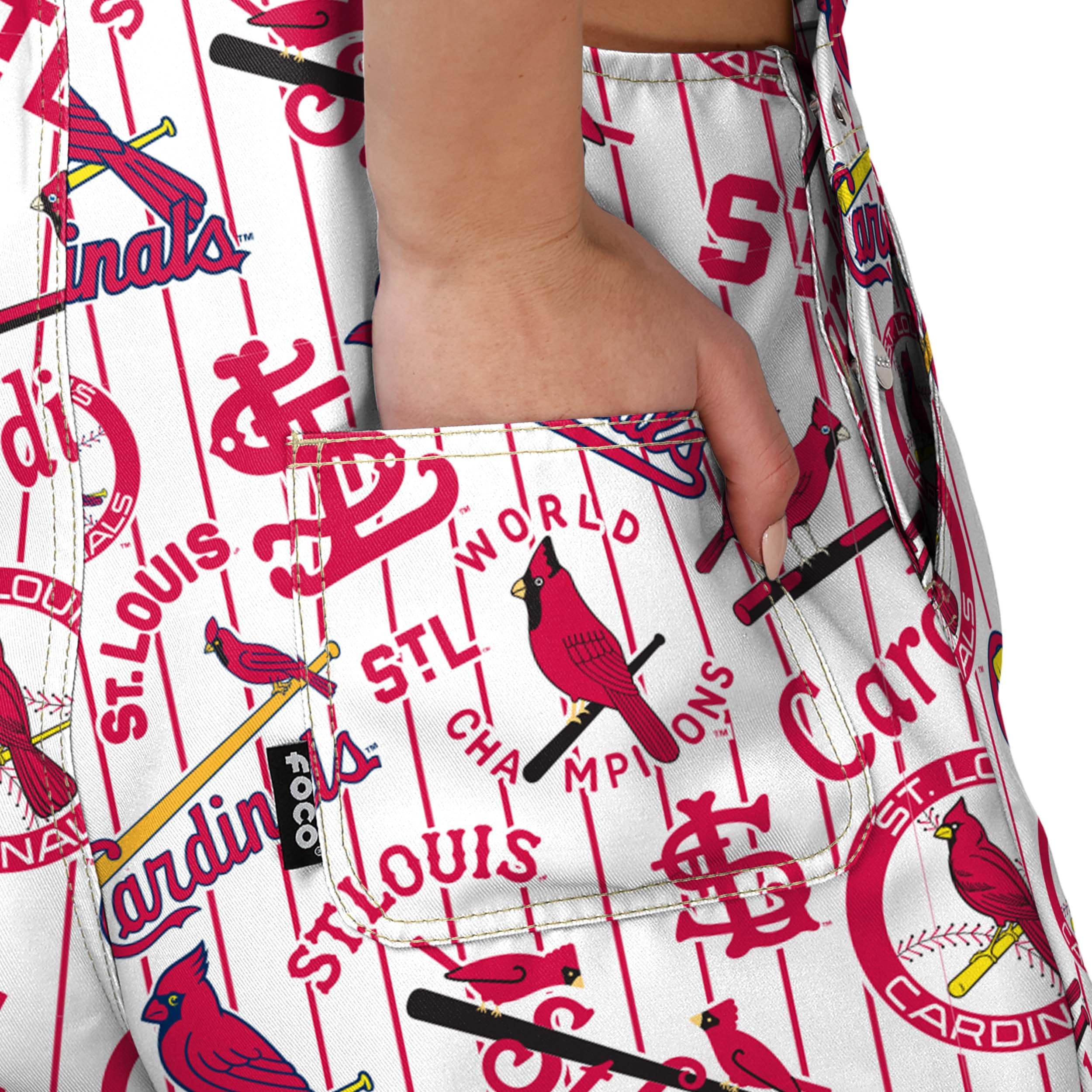 St Louis Cardinals MLB Womens Historic Print Bib Shortalls - Image 6