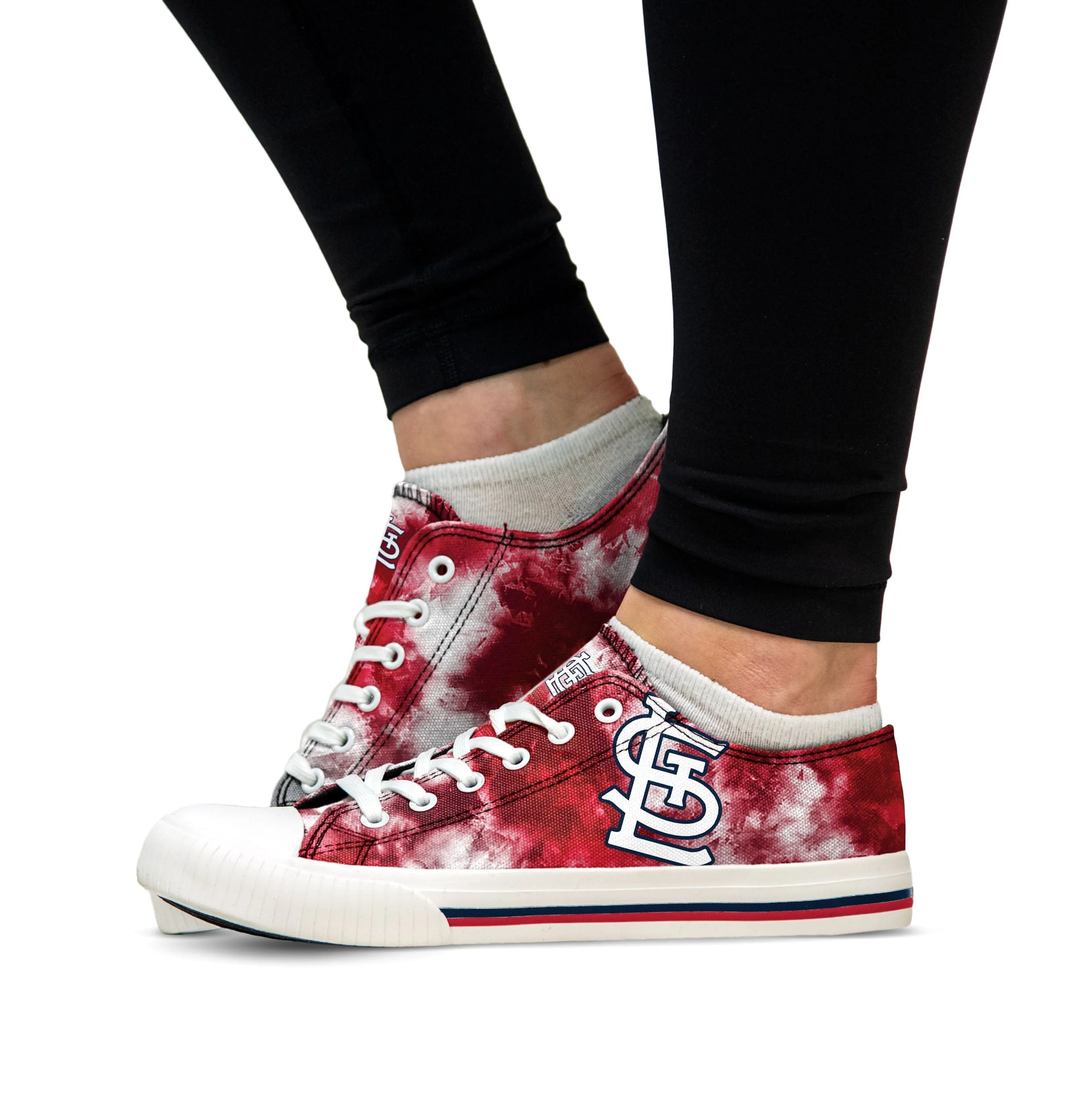 St Louis Cardinals MLB Womens Low Top Tie-Dye Canvas Shoe - Image 4