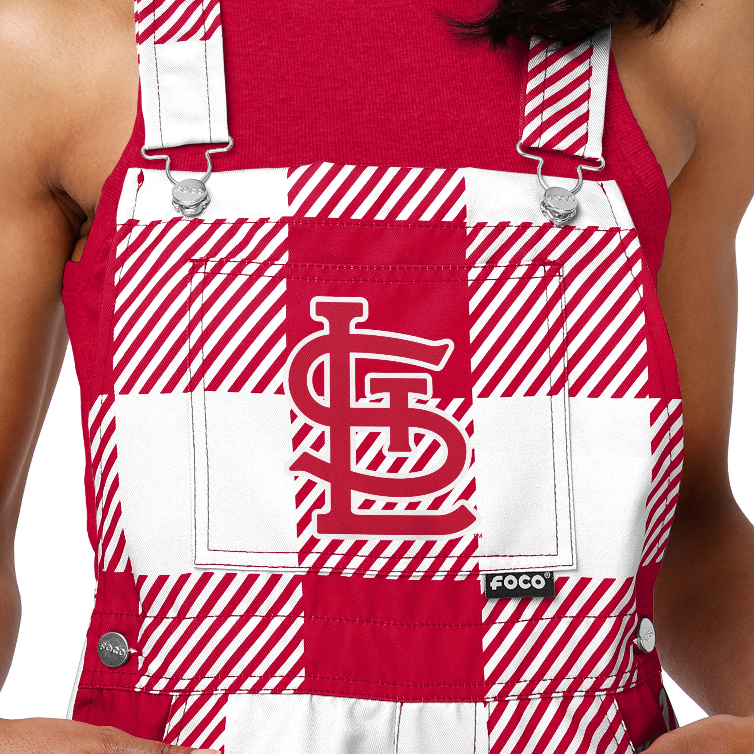 St Louis Cardinals MLB Womens Plaid Bib Shortalls - Image 3