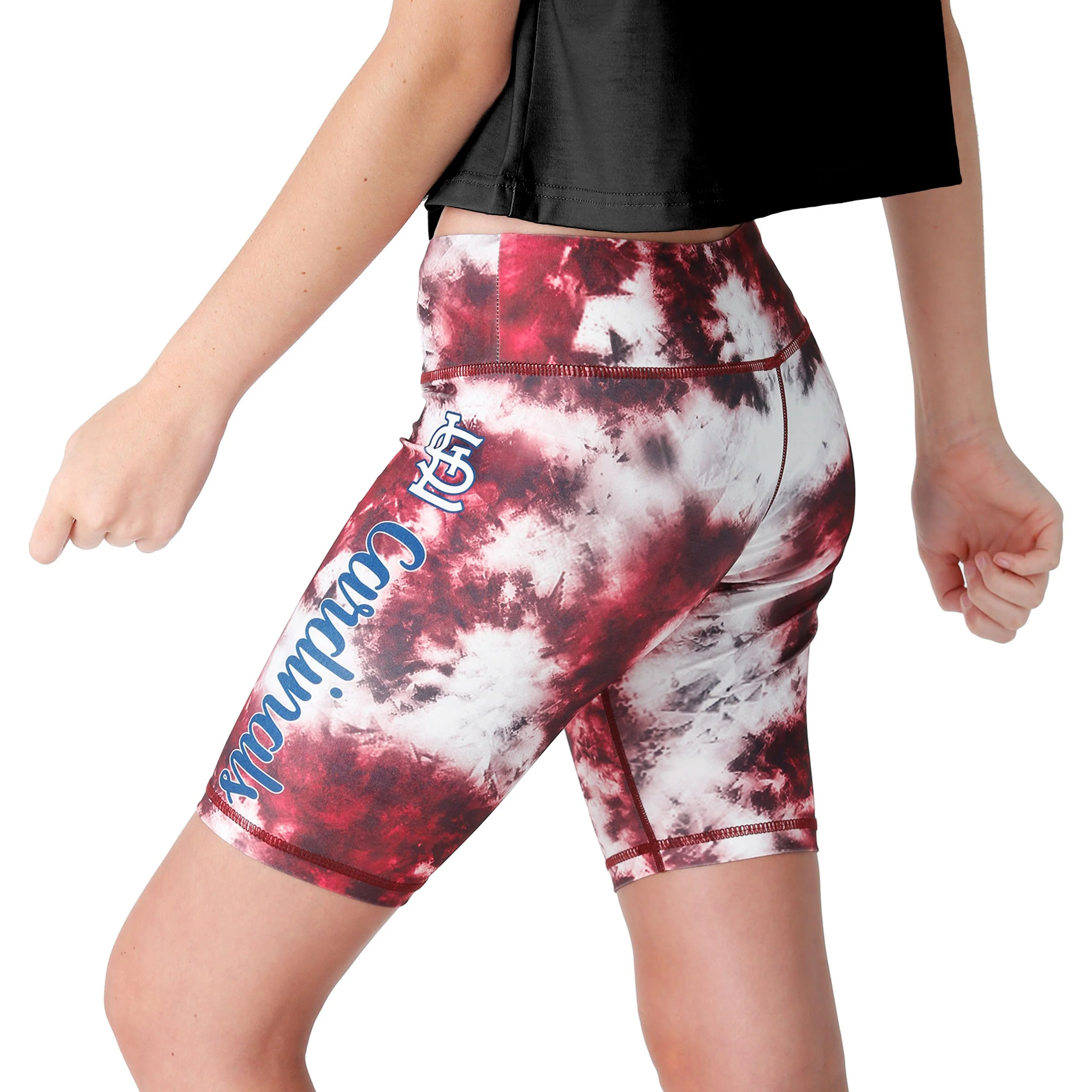 St Louis Cardinals MLB Womens Team Color Tie-Dye Bike Shorts - Image 2