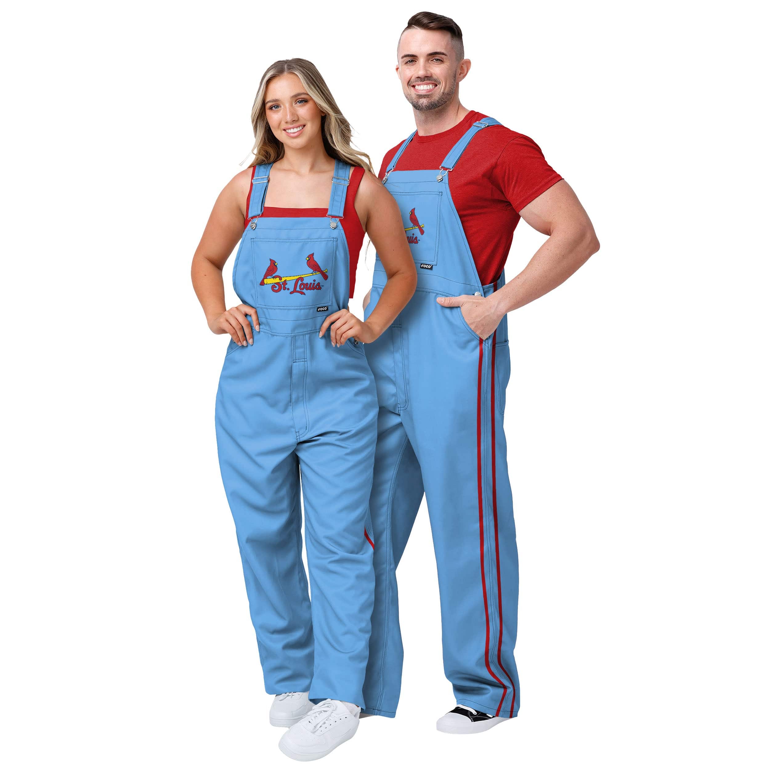 St Louis Cardinals Powder Blue MLB Mens Big Logo Bib Overalls - Image 3