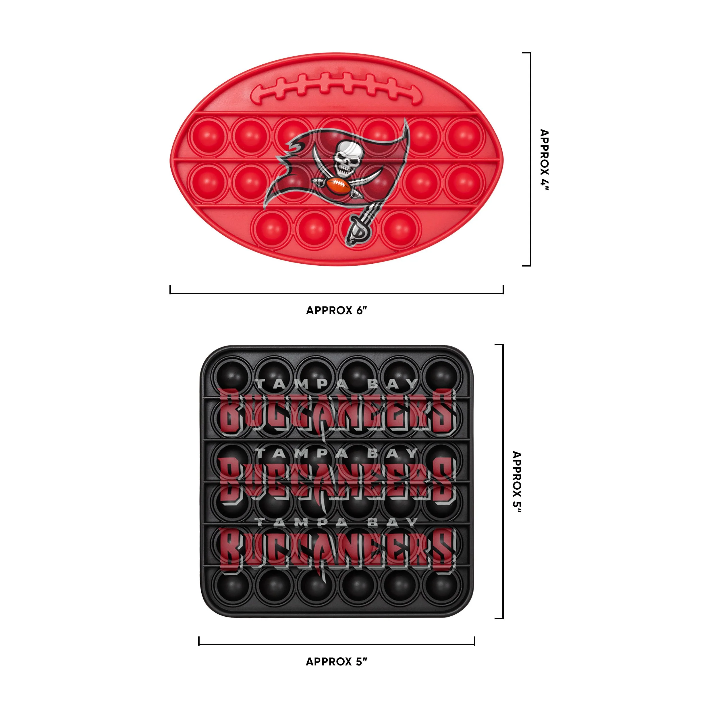 Tampa Bay Buccaneers NFL 2 Pack Ball & Square Push-Itz Fidget - Image 2