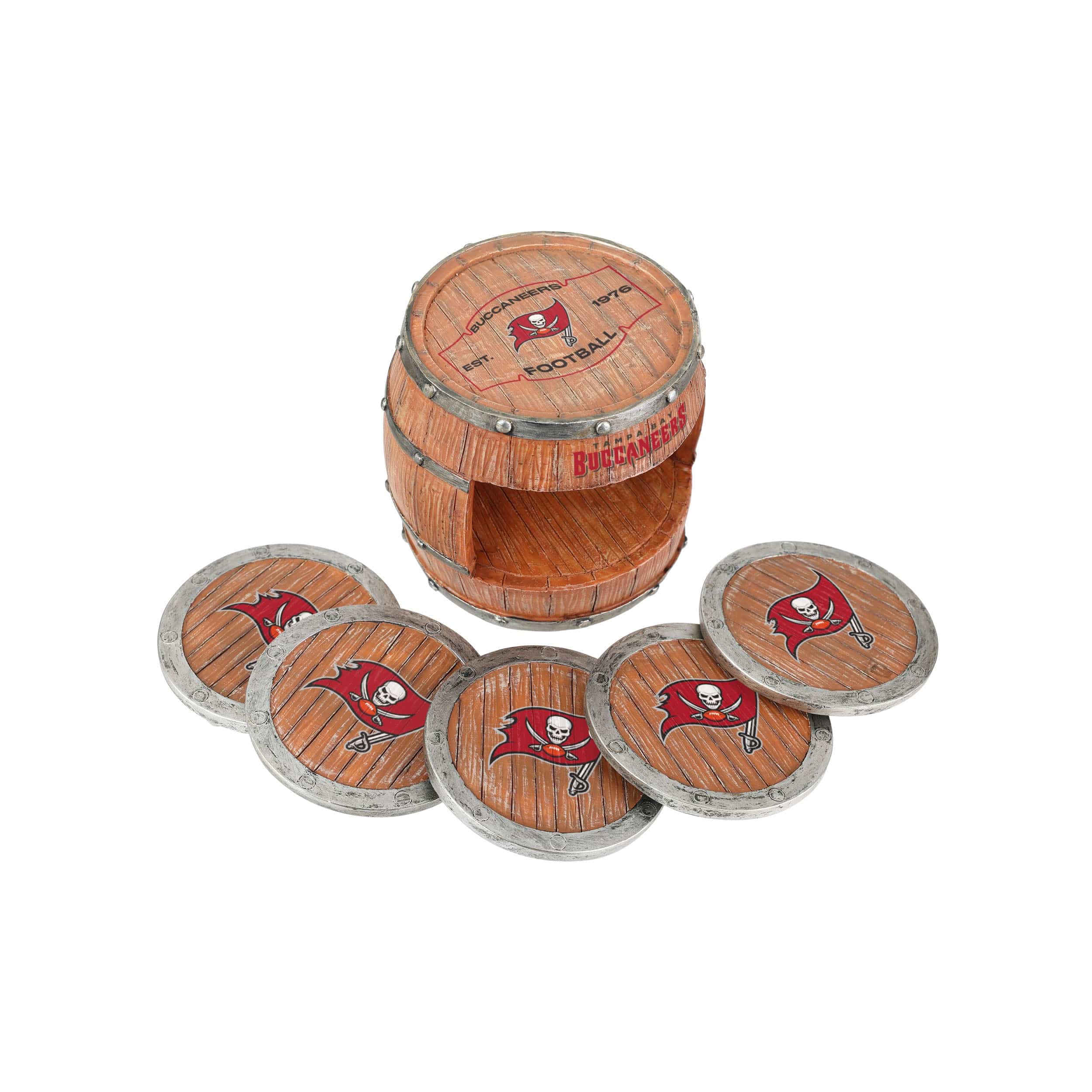Tampa Bay Buccaneers NFL 5 Pack Barrel Coaster Set - Image 5