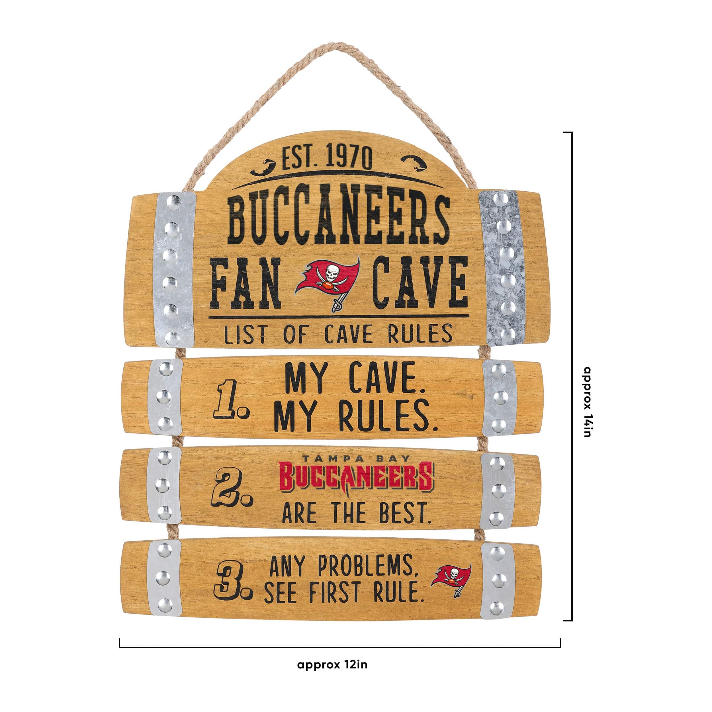 Tampa Bay Buccaneers NFL Barrel Slat Mancave Sign - Image 3