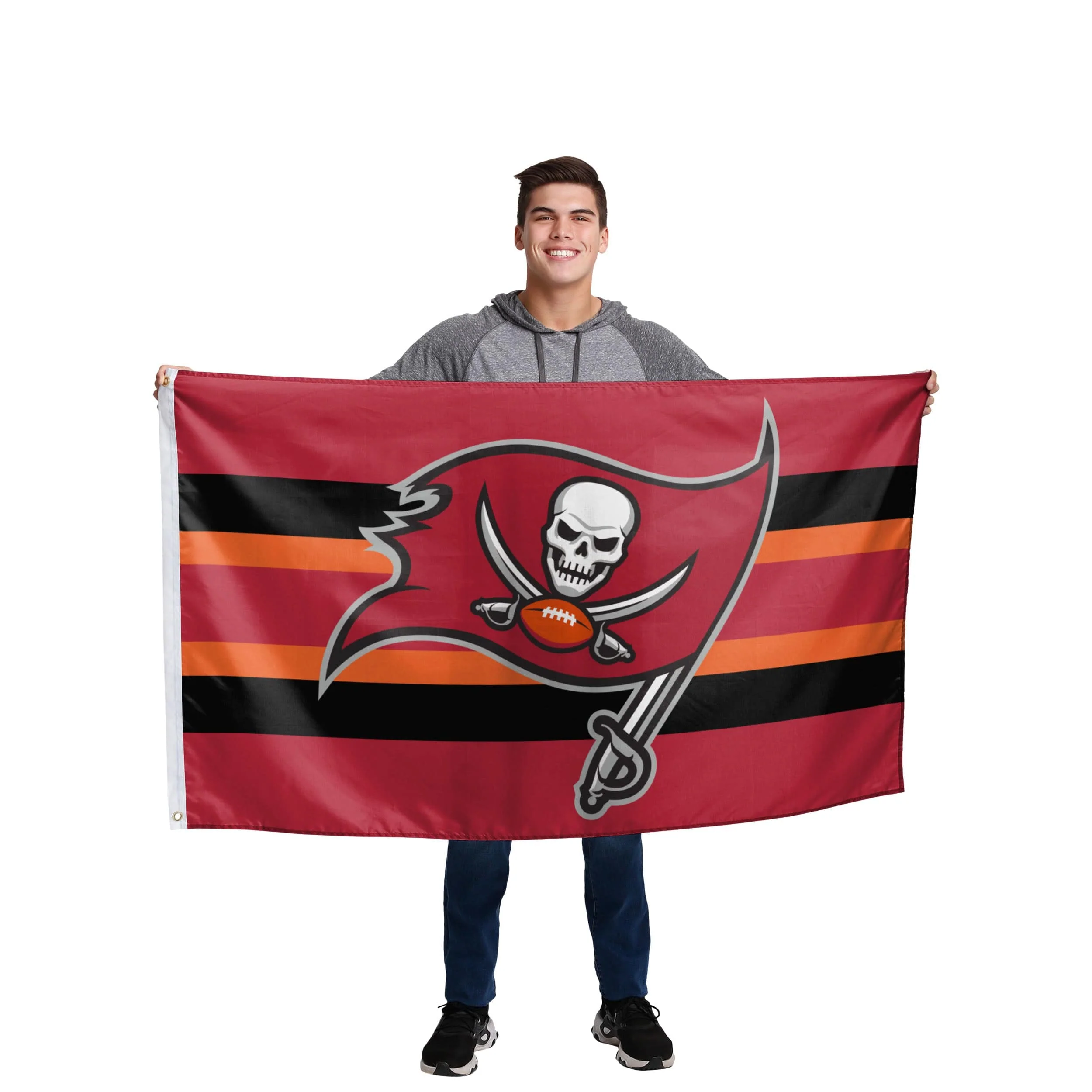 Tampa Bay Buccaneers NFL Big Logo Team Stripe Horizontal Flag - Image 2