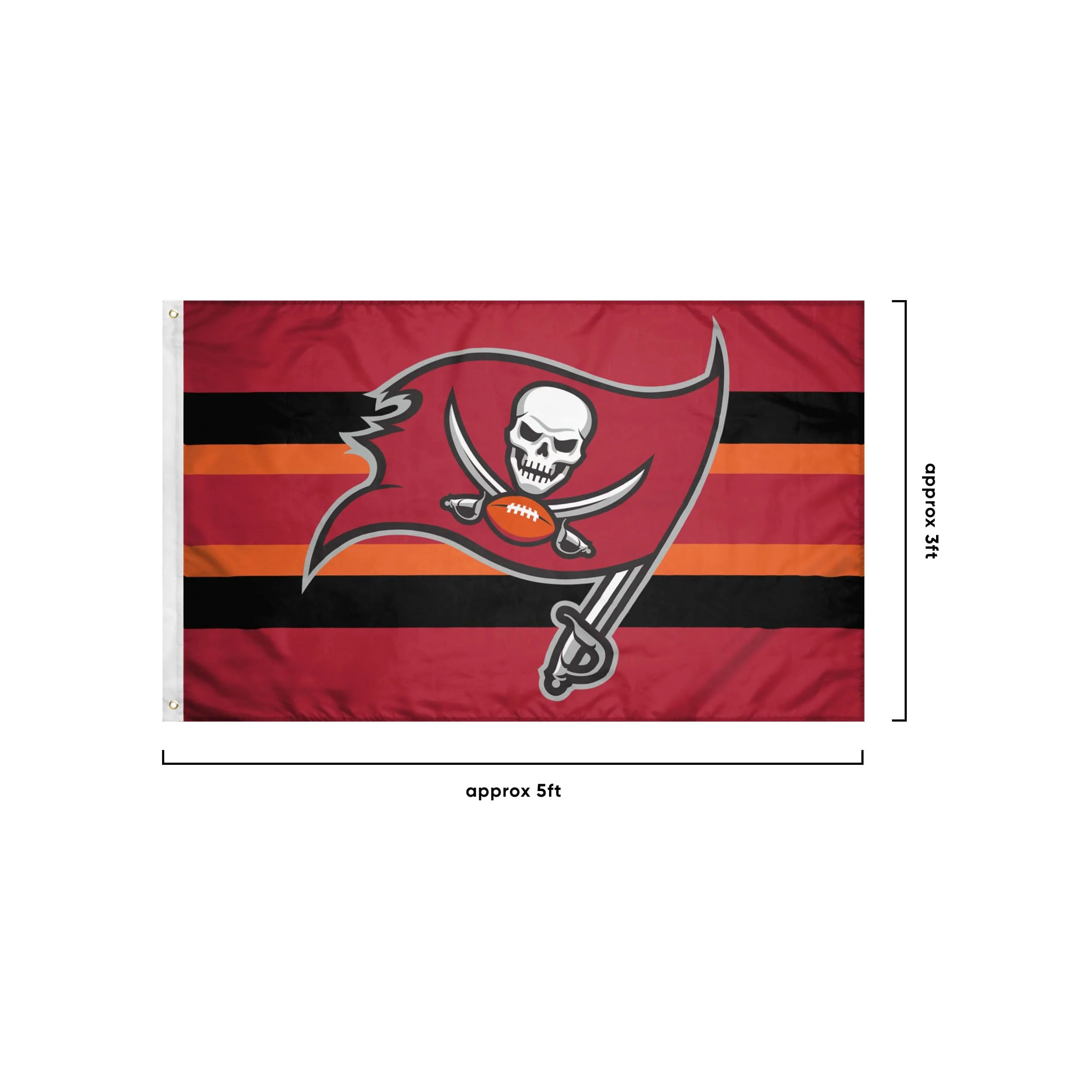 Tampa Bay Buccaneers NFL Big Logo Team Stripe Horizontal Flag - Image 3