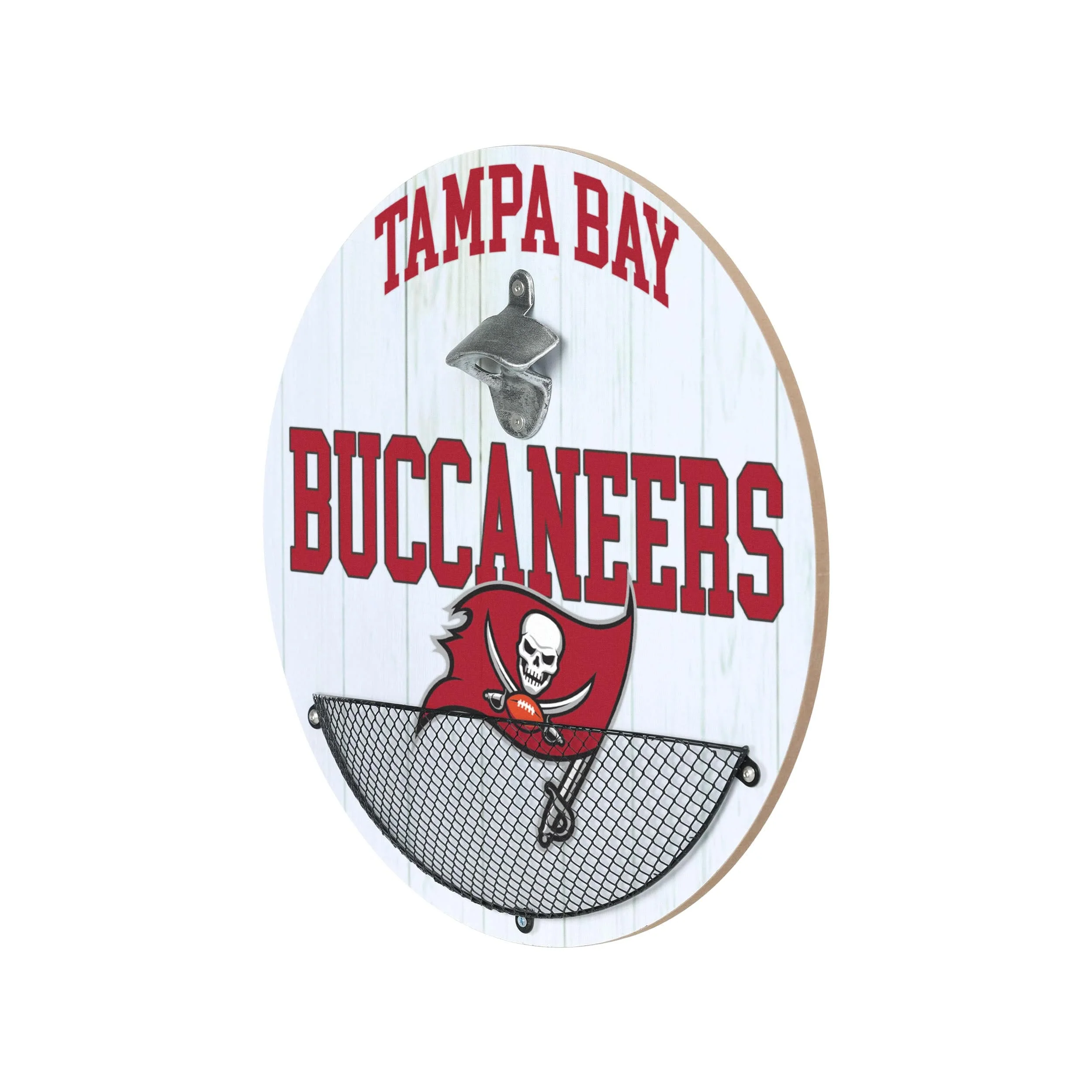Tampa Bay Buccaneers NFL Bottle Opener Cap Catcher Wall Sign - Image 2