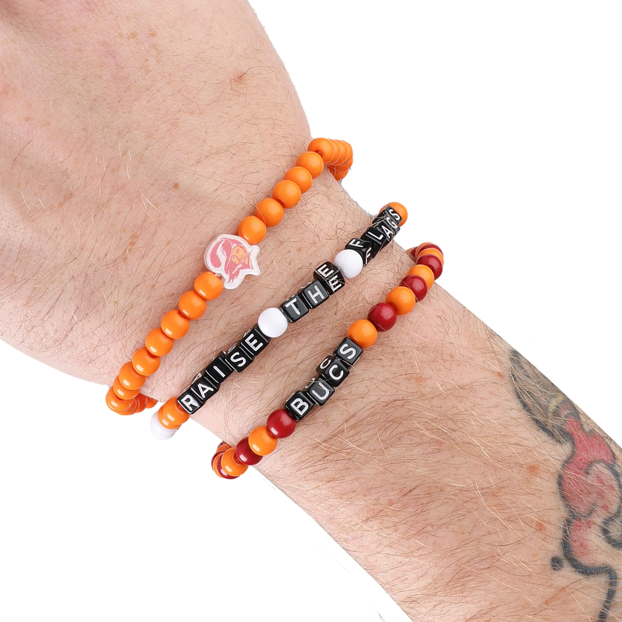 Tampa Bay Buccaneers NFL Creamsicle 3 Pack Beaded Friendship Bracelet - Image 4