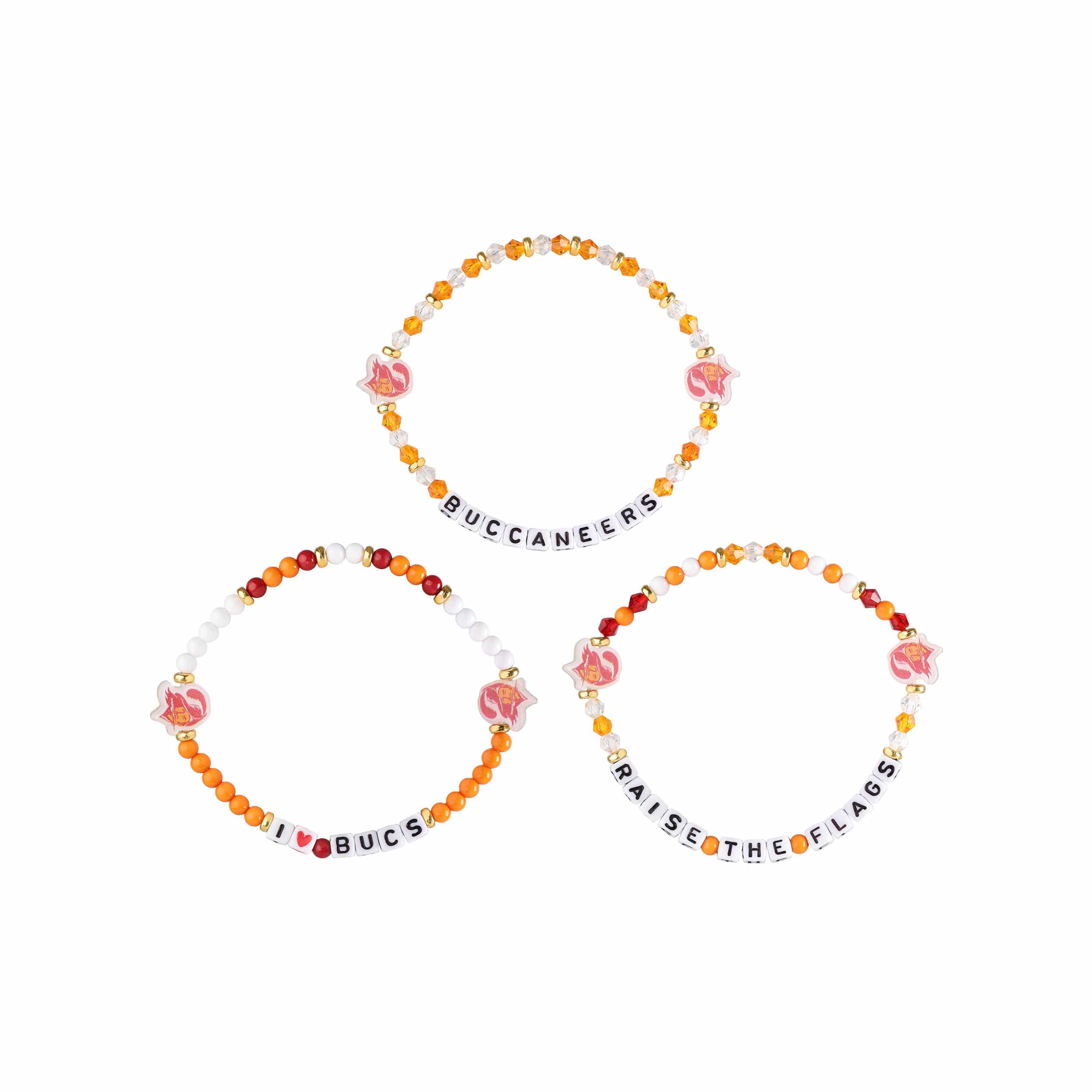 Tampa Bay Buccaneers NFL Creamsicle 3 Pack Friendship Bracelet - Image 3