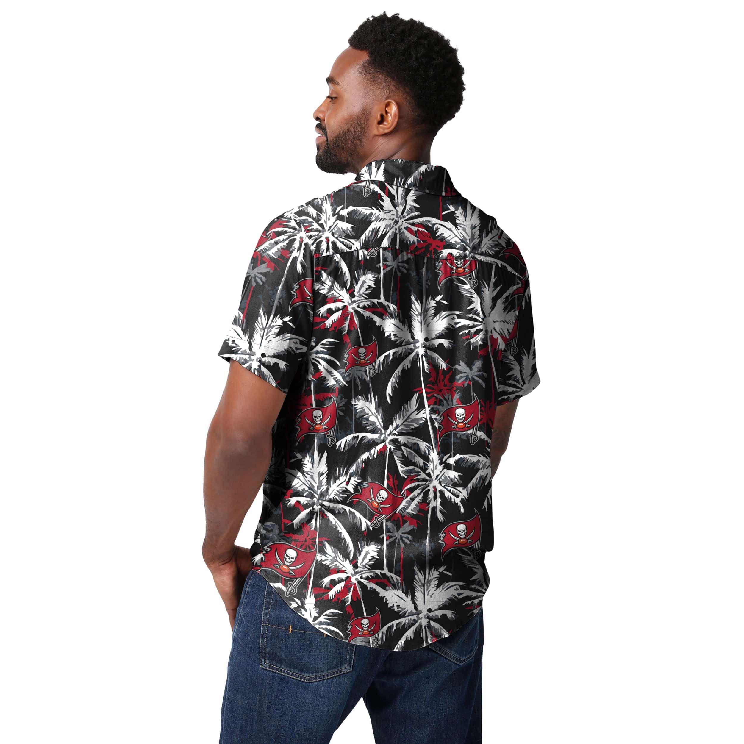 Tampa Bay Buccaneers NFL Mens Black Floral Button Up Shirt - Image 3
