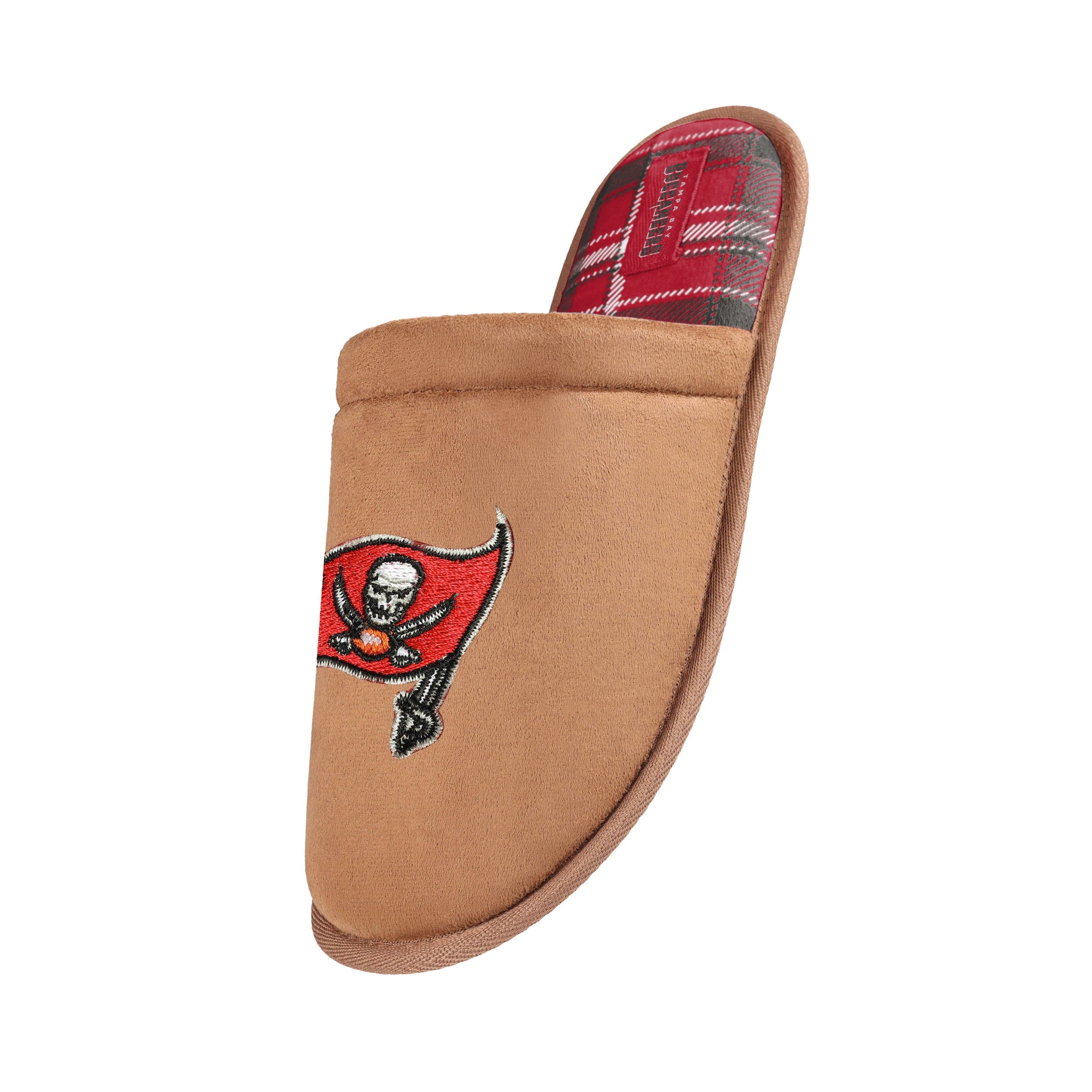 Tampa Bay Buccaneers NFL Mens Flannel Lined Brown Suede Scuff Slipper - Image 2