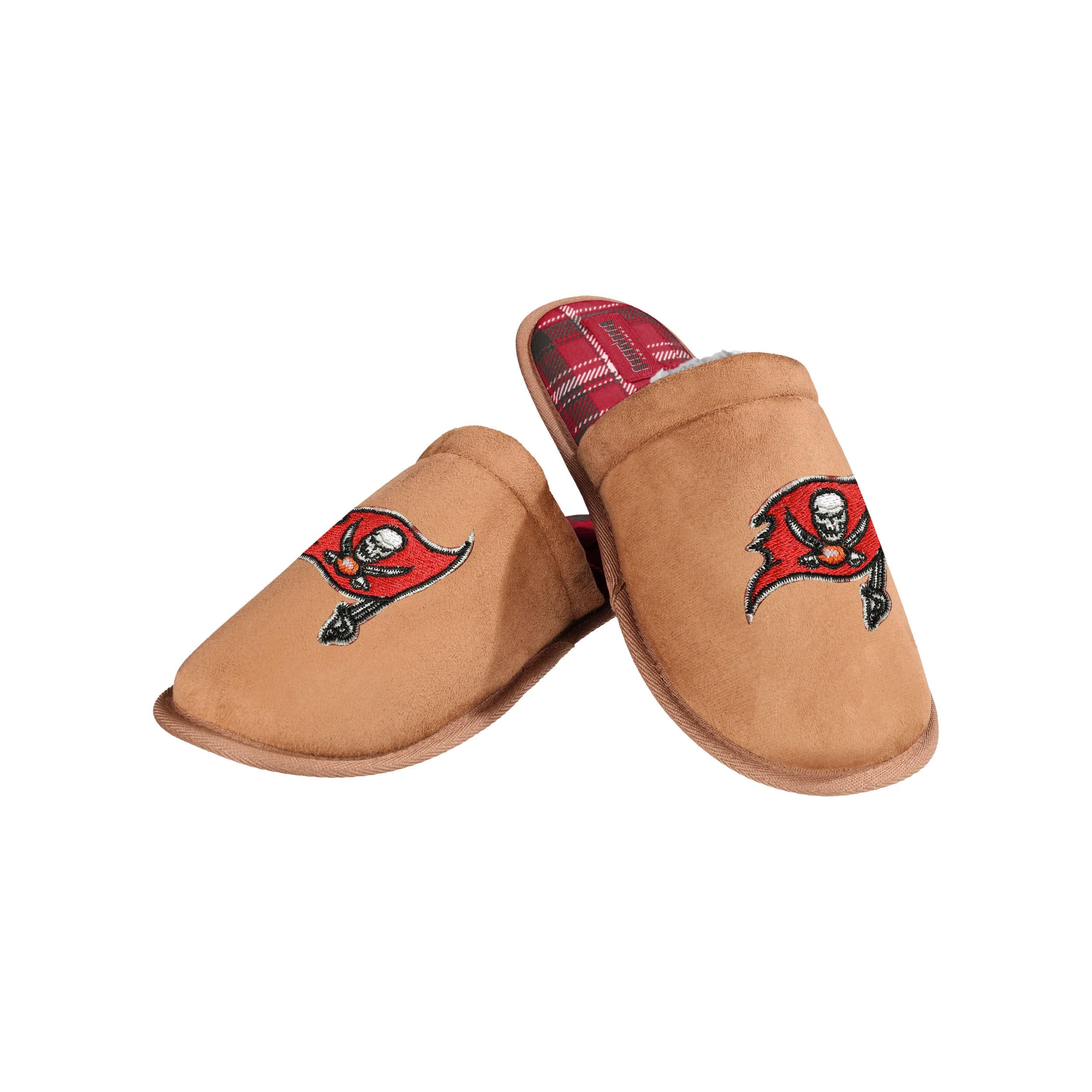 Tampa Bay Buccaneers NFL Mens Flannel Lined Brown Suede Scuff Slipper - Image 3