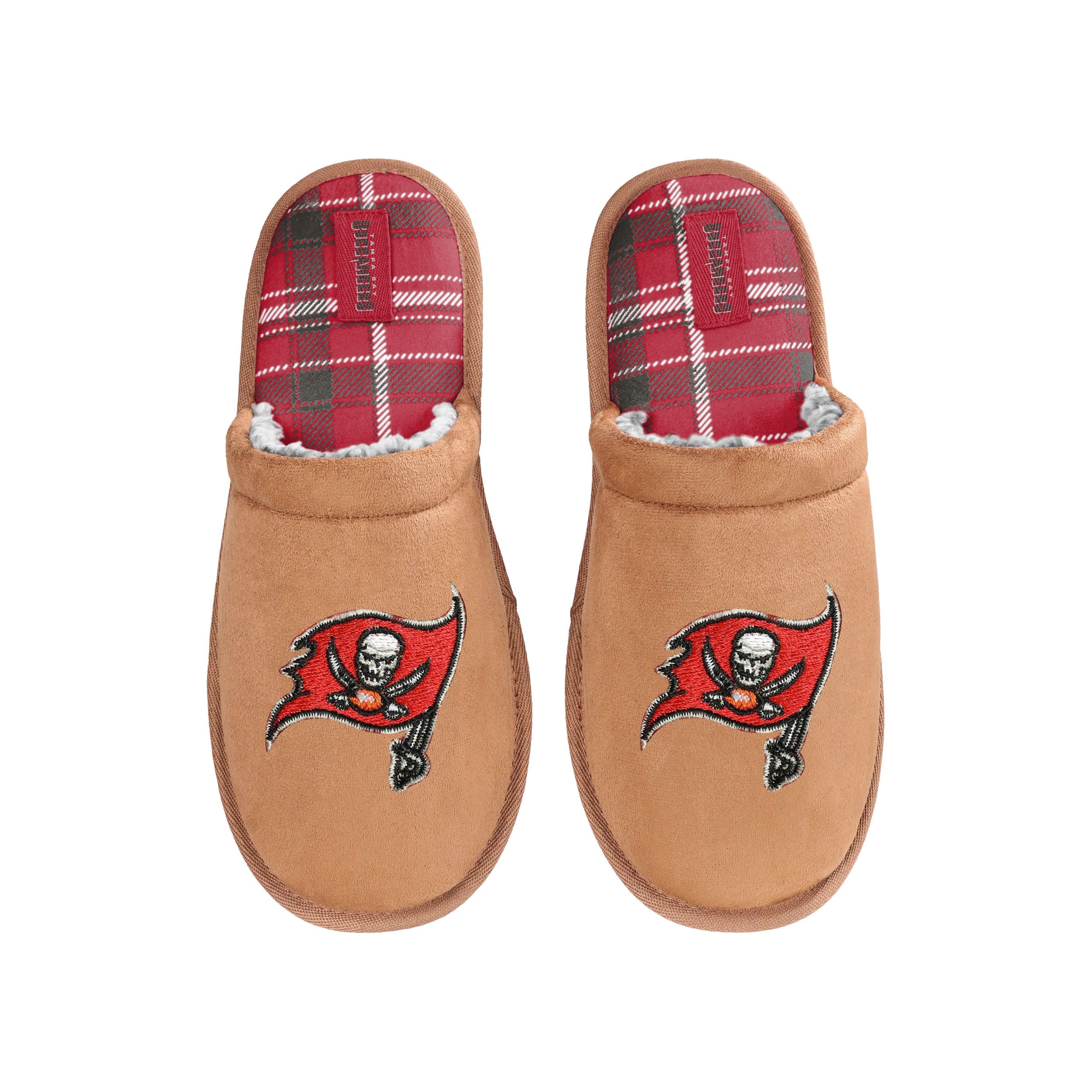 Tampa Bay Buccaneers NFL Mens Flannel Lined Brown Suede Scuff Slipper - Image 4