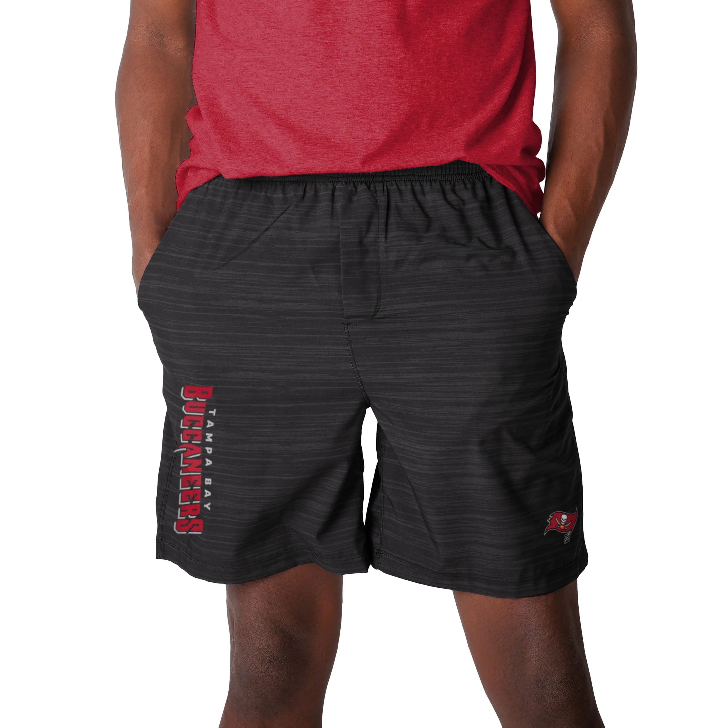 Tampa Bay Buccaneers NFL Mens Heathered Black Woven Liner Shorts - Image 2