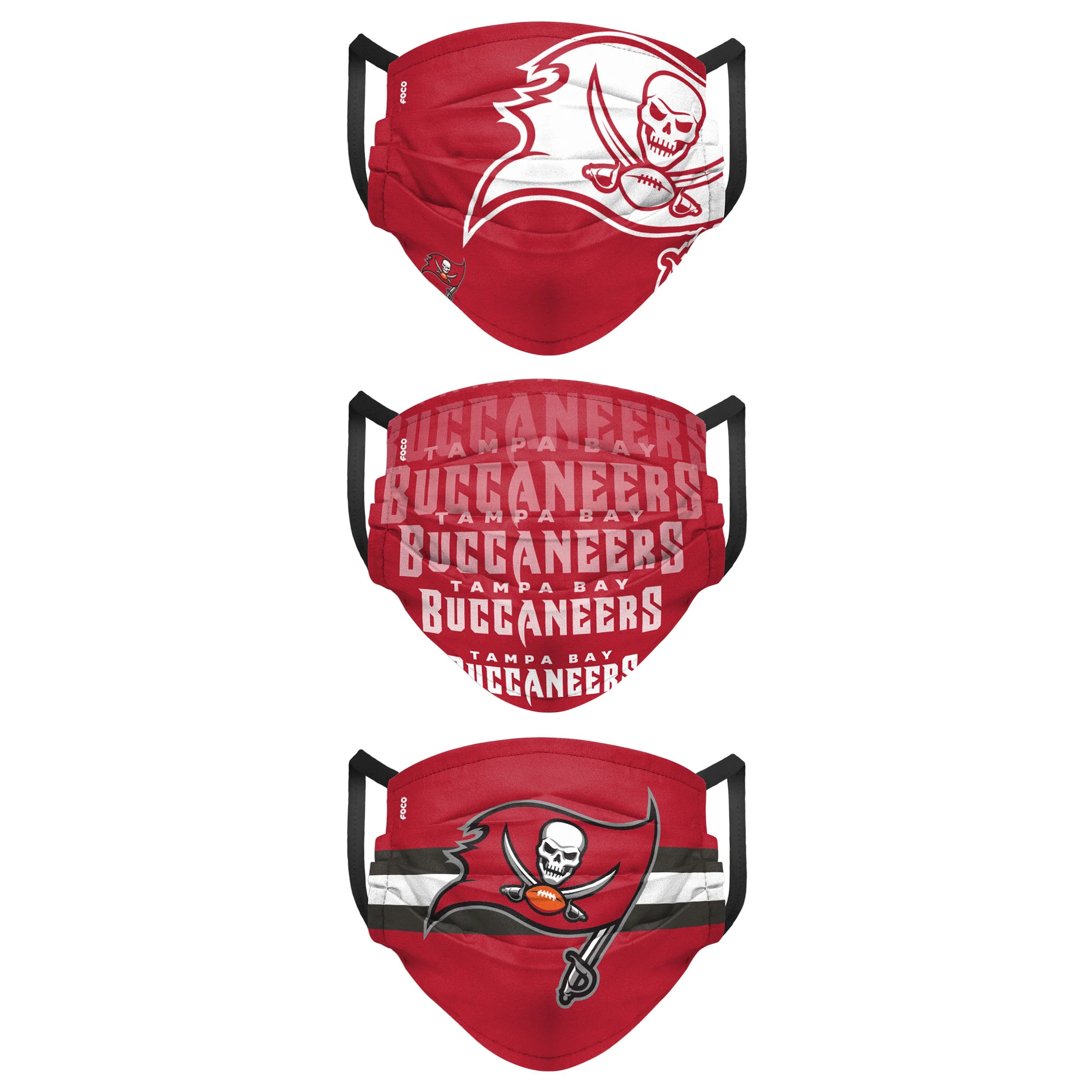 Tampa Bay Buccaneers NFL Mens Matchday 3 Pack Face Cover - Image 2