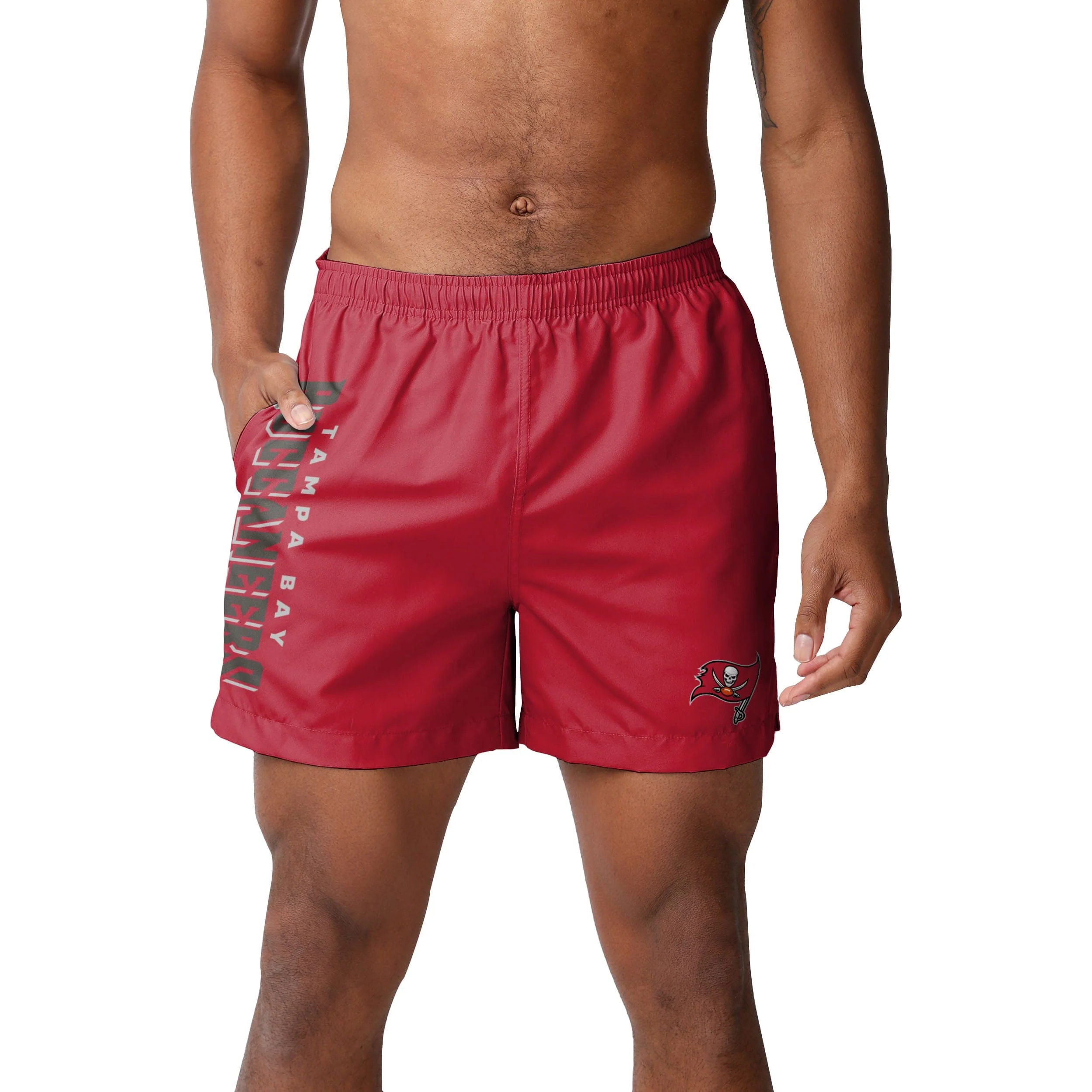 Tampa Bay Buccaneers NFL Mens Solid Wordmark 5.5" Swimming Trunks - Image 2