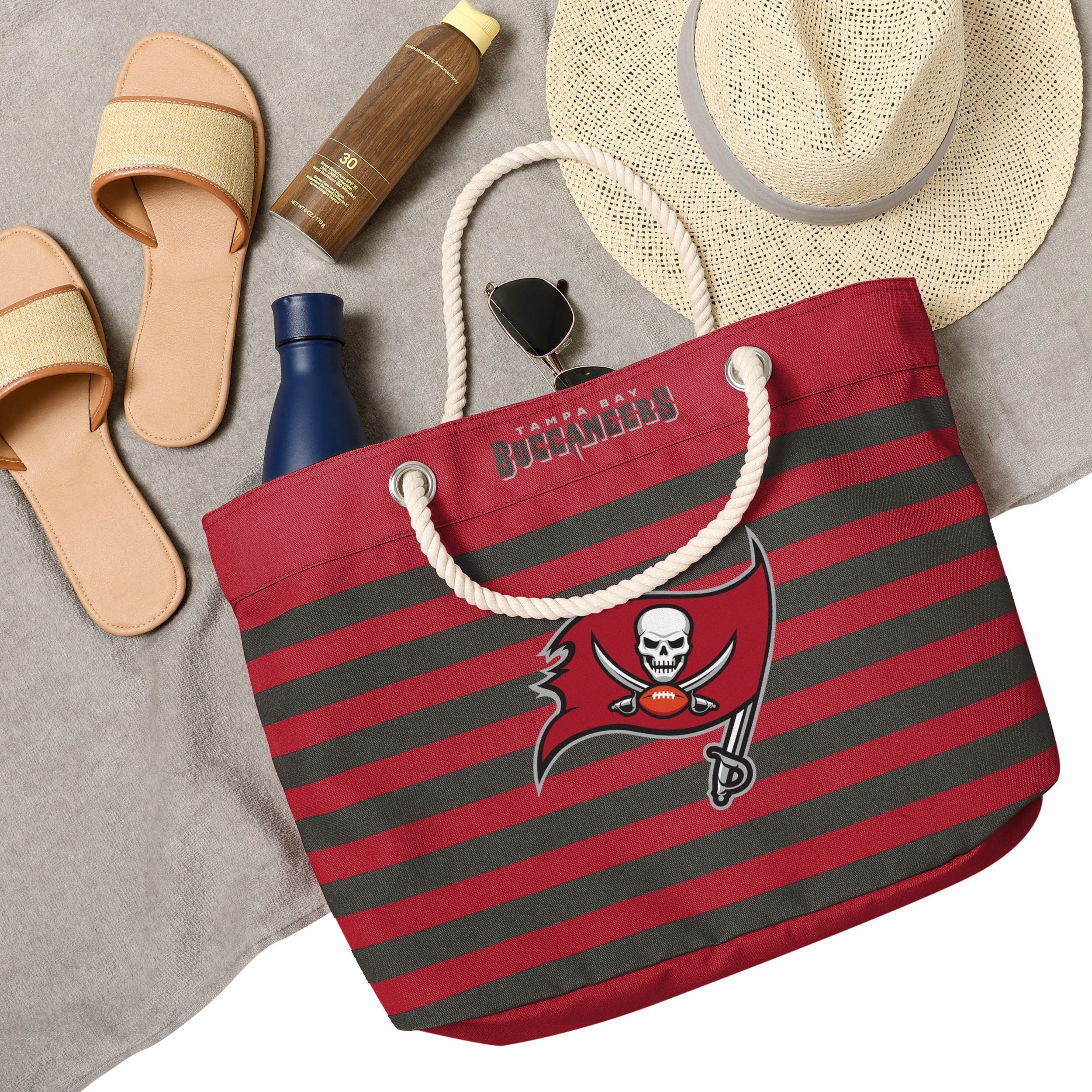 Tampa Bay Buccaneers NFL Nautical Stripe Tote Bag - Image 4