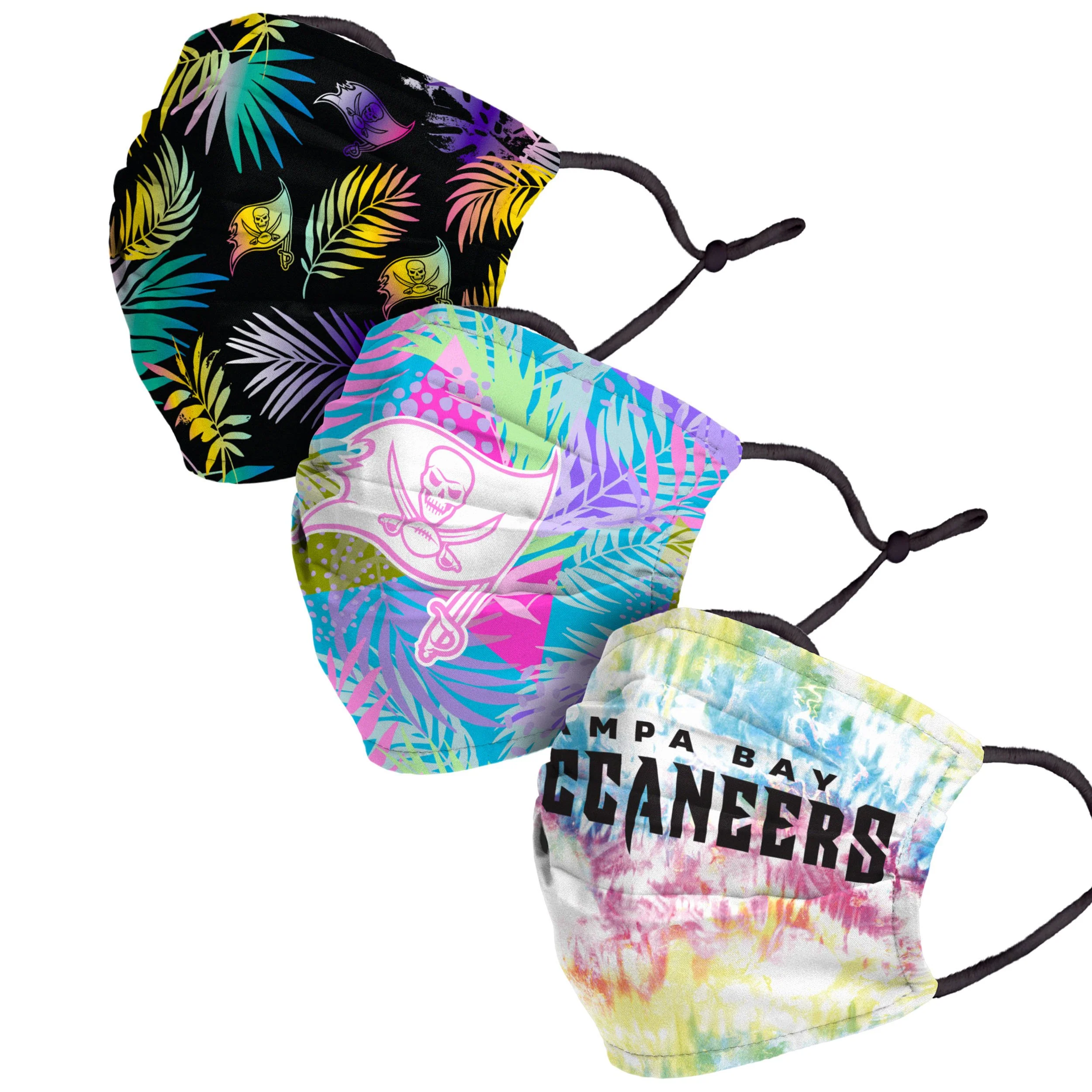 Tampa Bay Buccaneers NFL Neon Floral 3 Pack Face Cover - Image 2