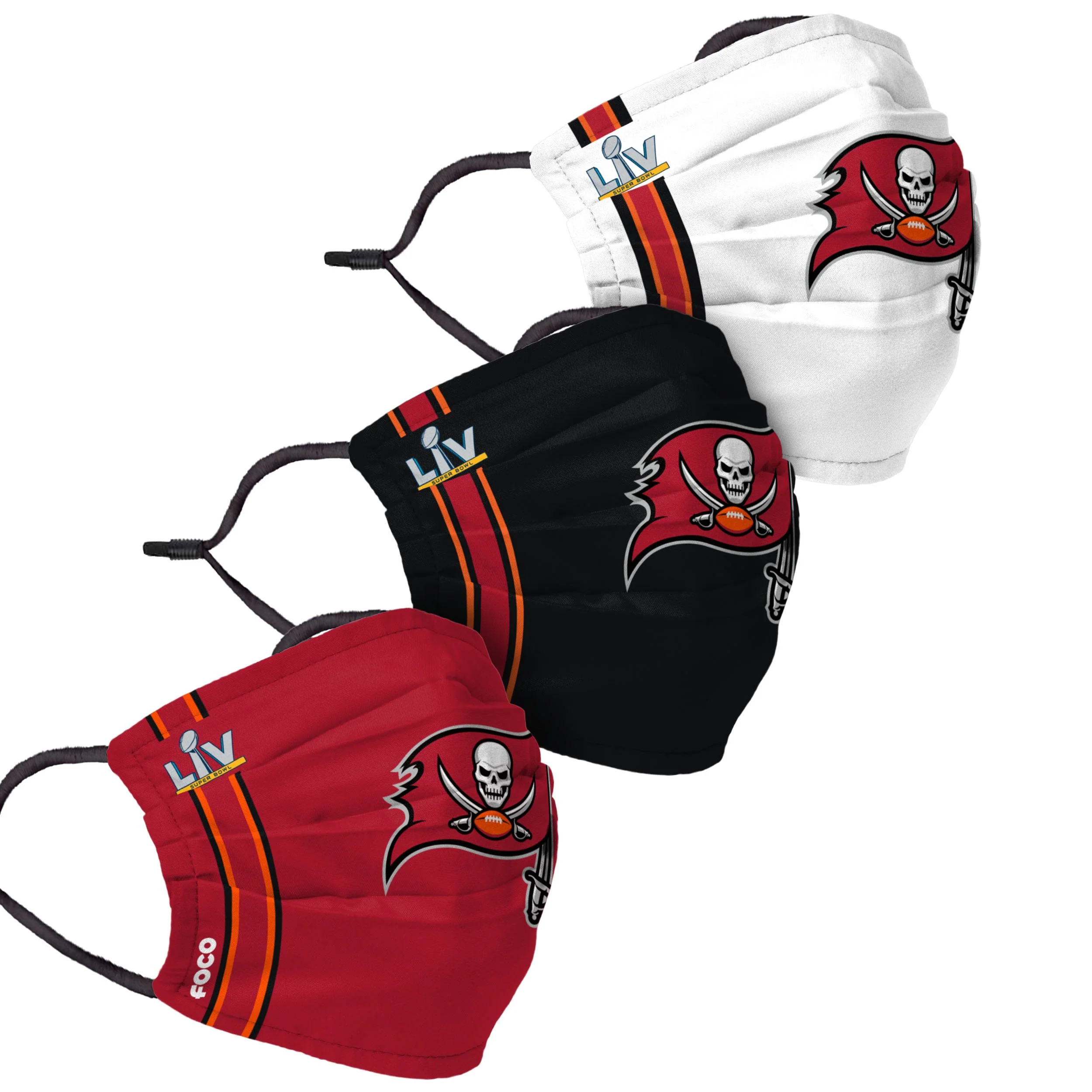 Tampa Bay Buccaneers NFL Super Bowl LV Adjustable 3 Pack Face Cover - Image 2