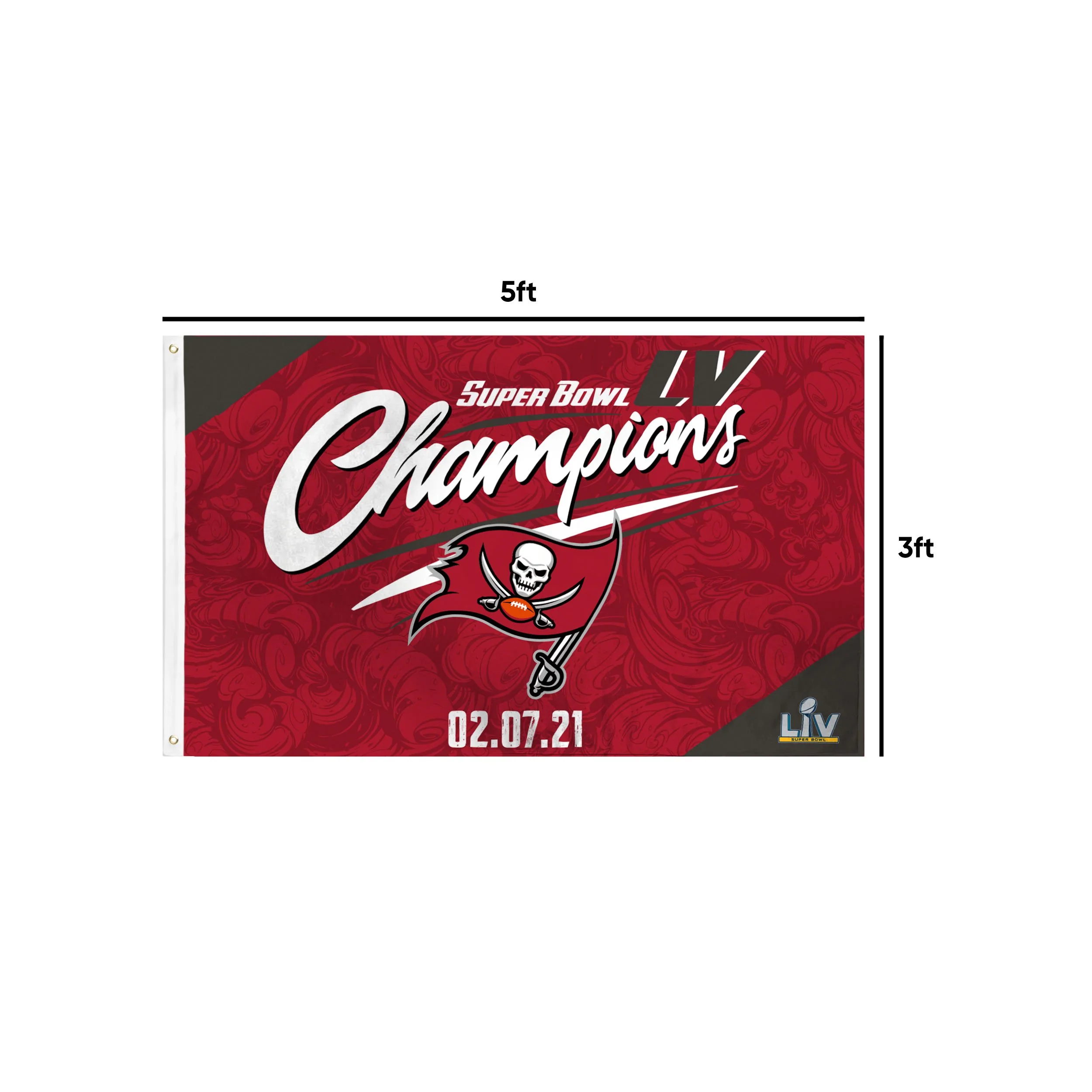 Tampa Bay Buccaneers NFL Super Bowl LV Champions Horizontal Flag - Image 2