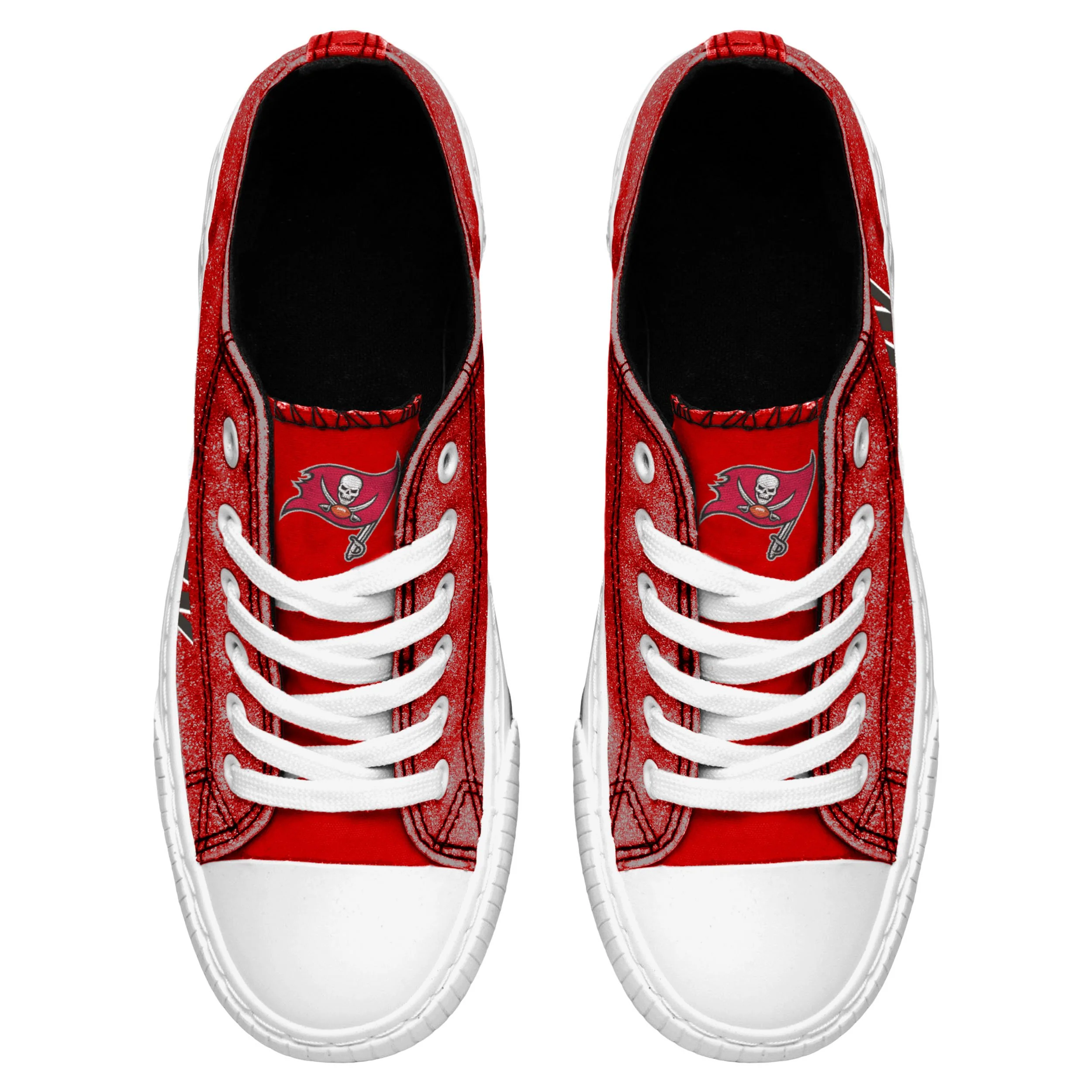 Tampa Bay Buccaneers NFL Super Bowl LV Champions Womens Glitter Low Top Canvas Shoe - Image 2