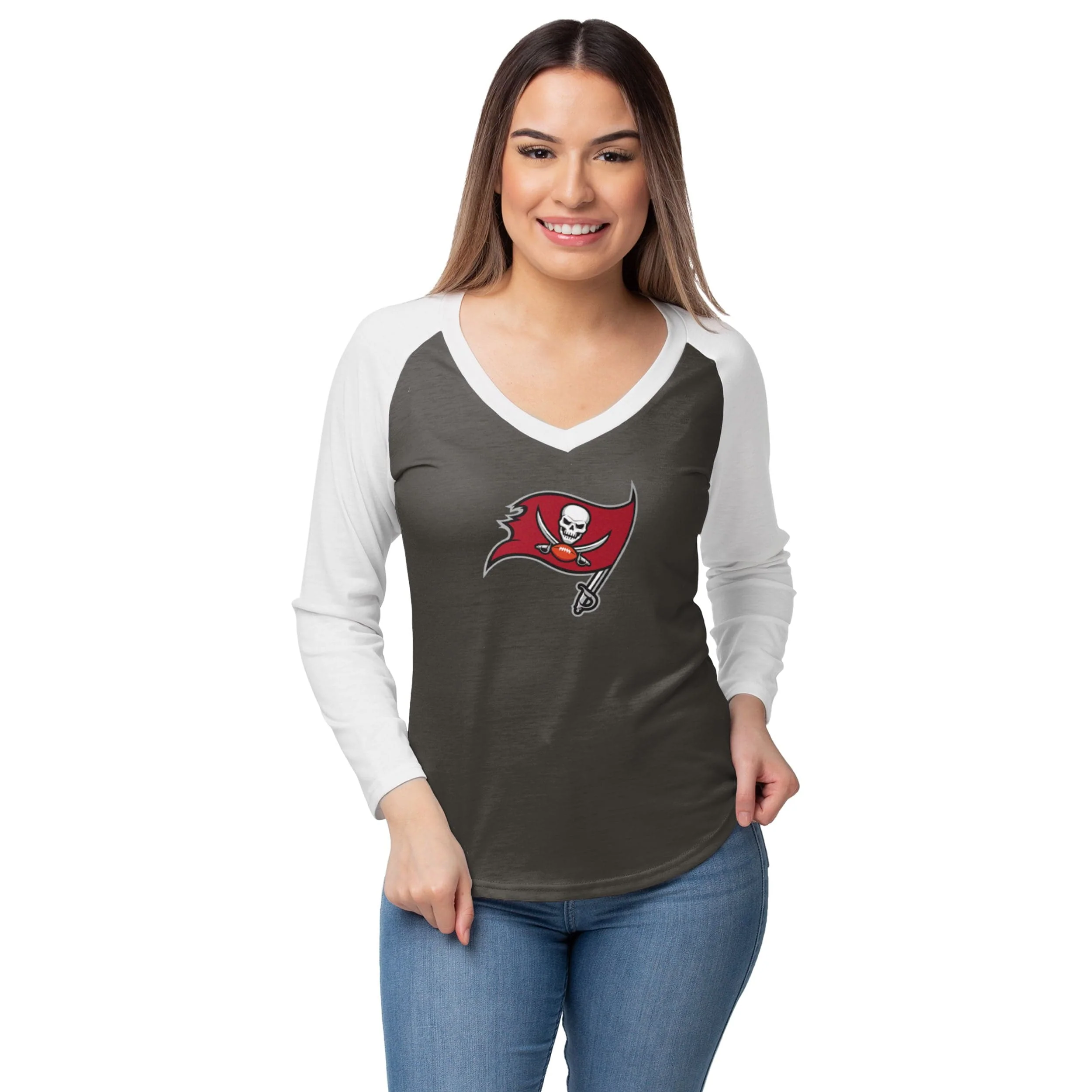 Tampa Bay Buccaneers NFL Womens Big Logo Solid Raglan T-Shirt - Image 2