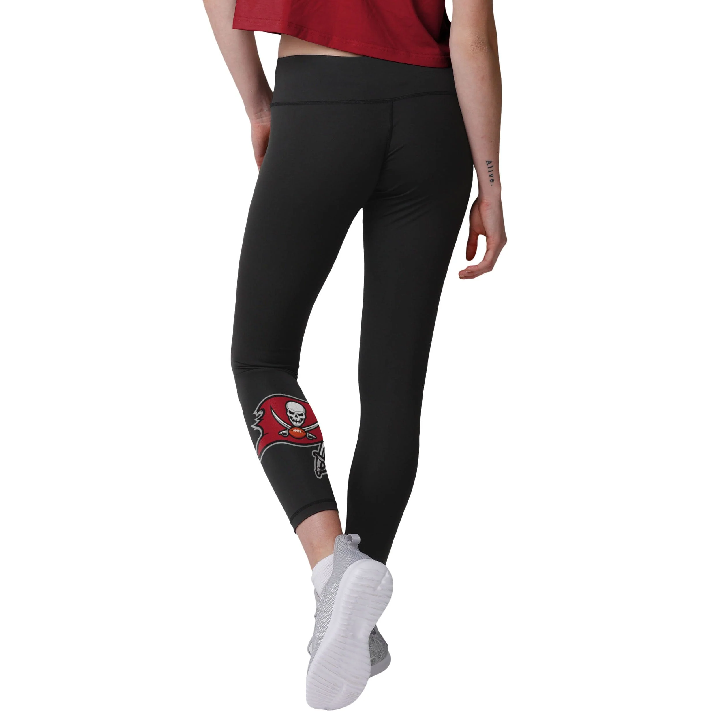 Tampa Bay Buccaneers NFL Womens Calf Logo Black Leggings - Image 2