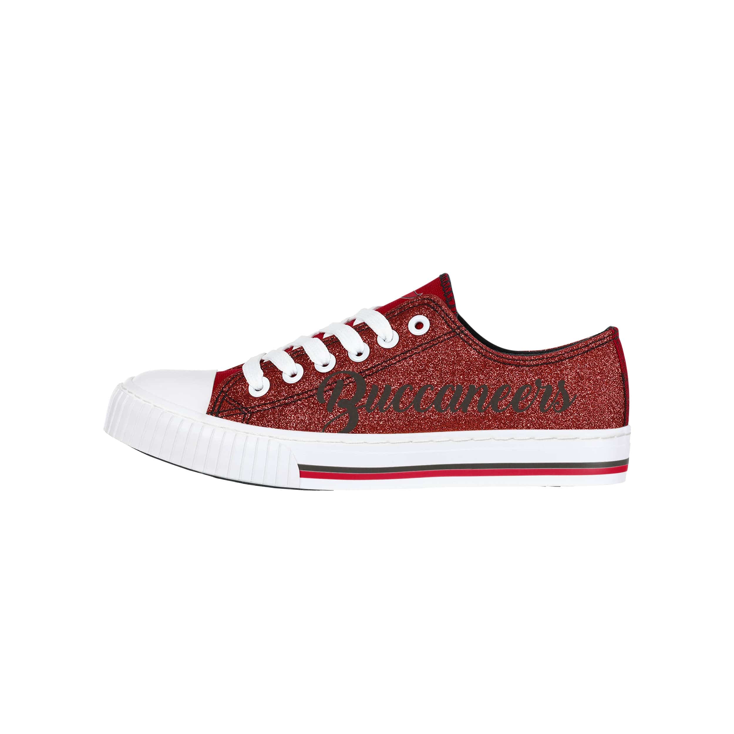 Tampa Bay Buccaneers NFL Womens Color Glitter Low Top Canvas Shoes - Image 2