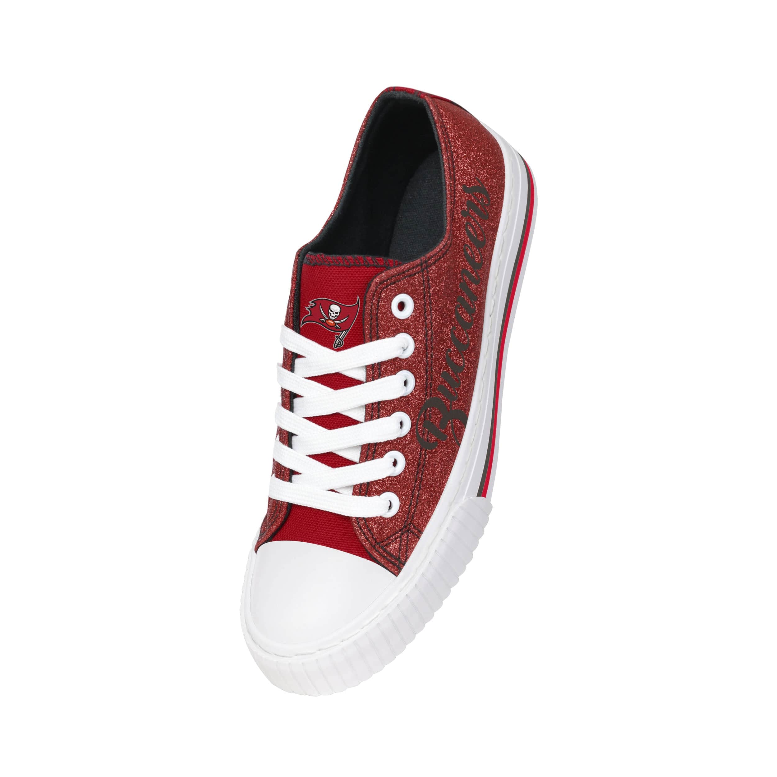 Tampa Bay Buccaneers NFL Womens Color Glitter Low Top Canvas Shoes - Image 3