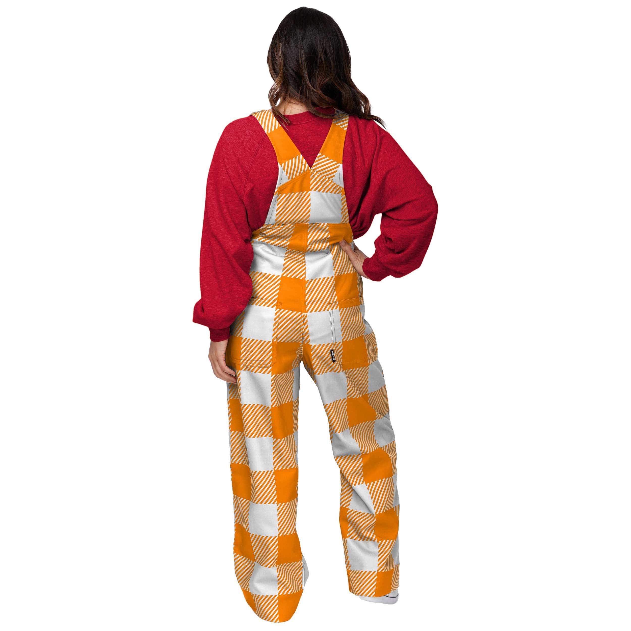 Tampa Bay Buccaneers NFL Womens Creamsicle Plaid Thematic Bib Overalls - Image 2