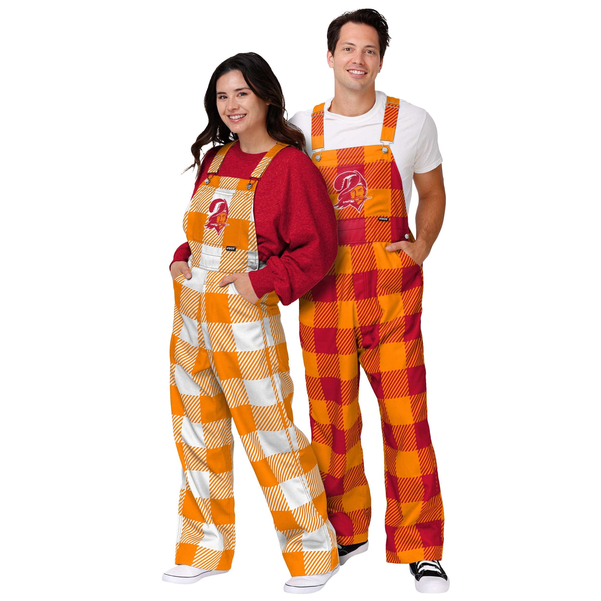 Tampa Bay Buccaneers NFL Womens Creamsicle Plaid Thematic Bib Overalls - Image 3