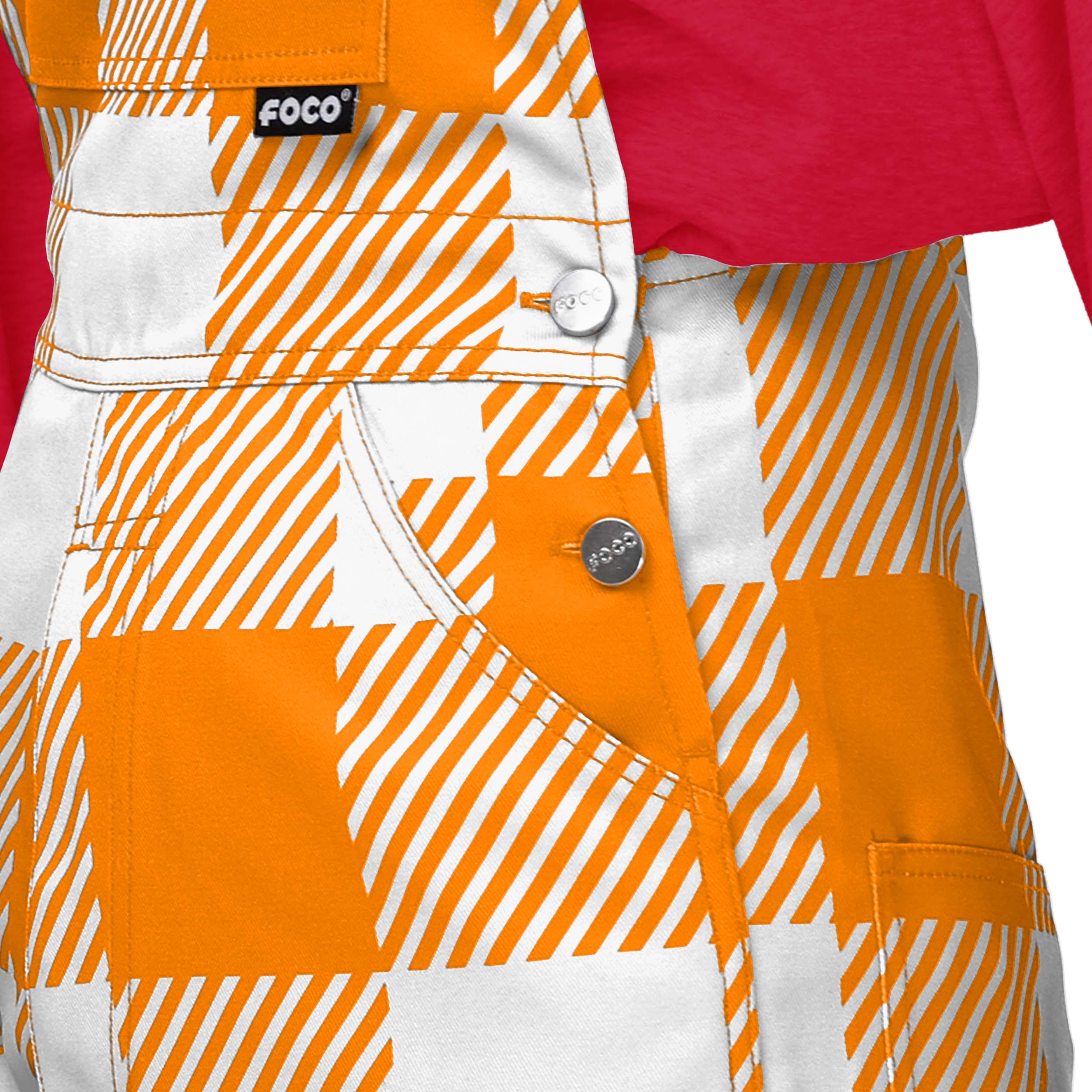 Tampa Bay Buccaneers NFL Womens Creamsicle Plaid Thematic Bib Overalls - Image 5