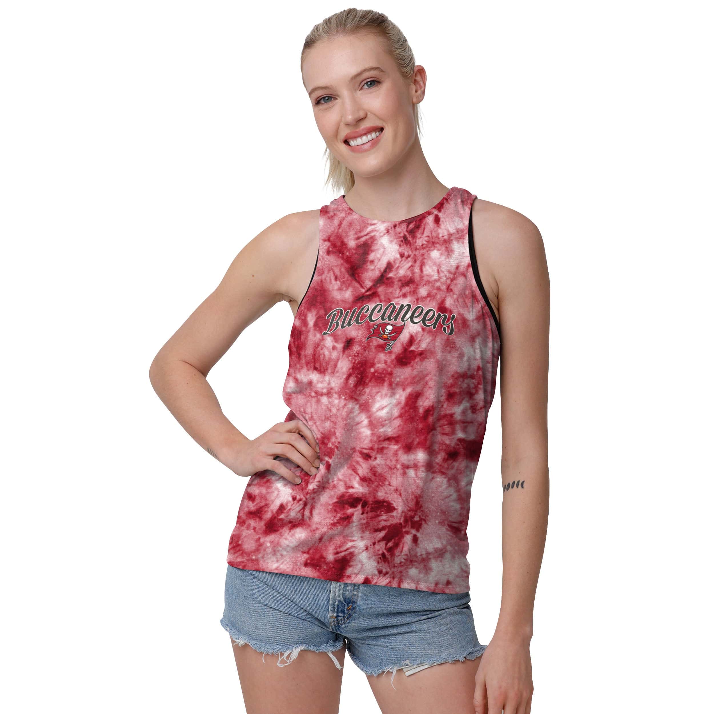 Tampa Bay Buccaneers NFL Womens Script Wordmark Tie-Dye Tie-Breaker Sleeveless Top - Image 2