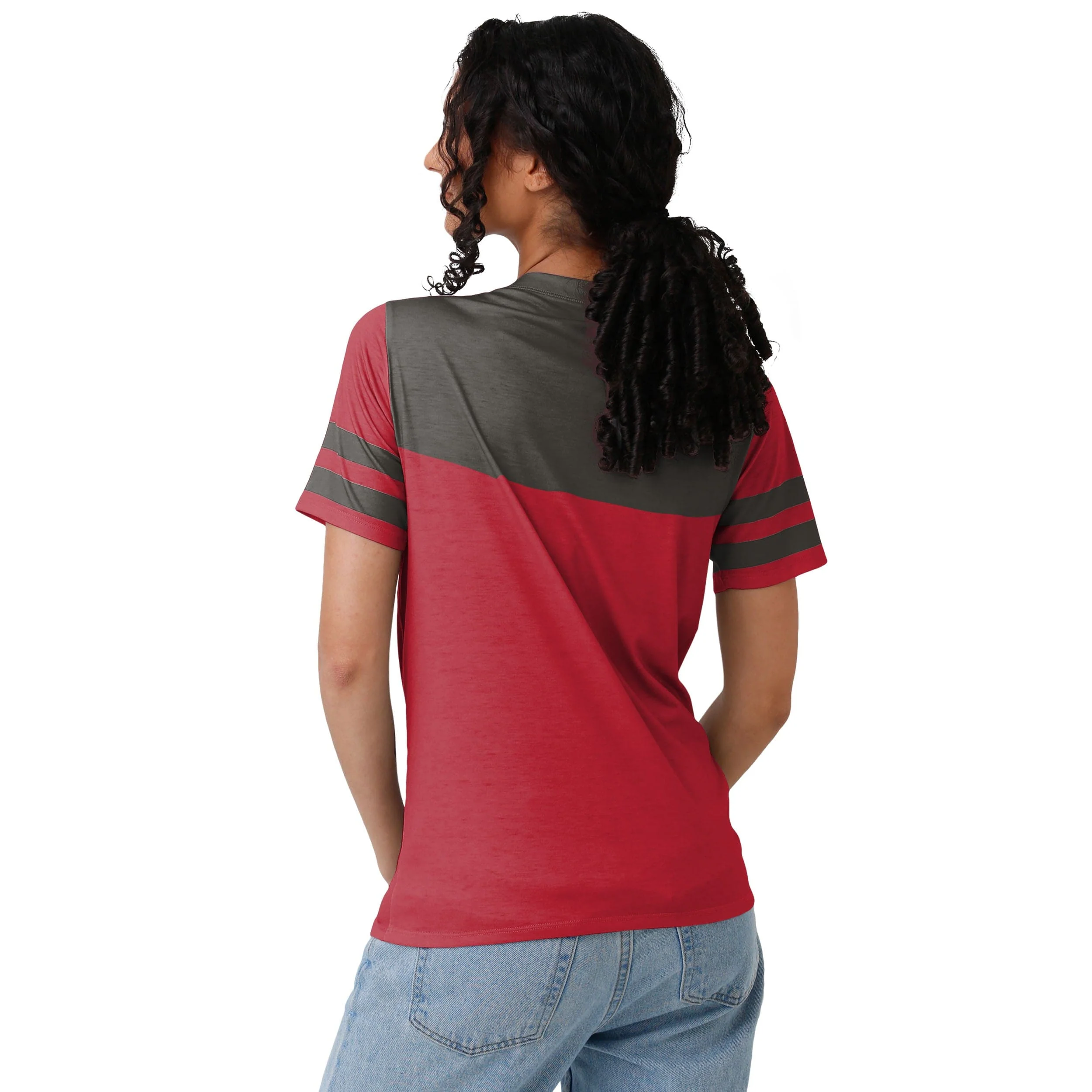 Tampa Bay Buccaneers NFL Womens Team Stripe Property Of V-Neck T-Shirt - Image 2