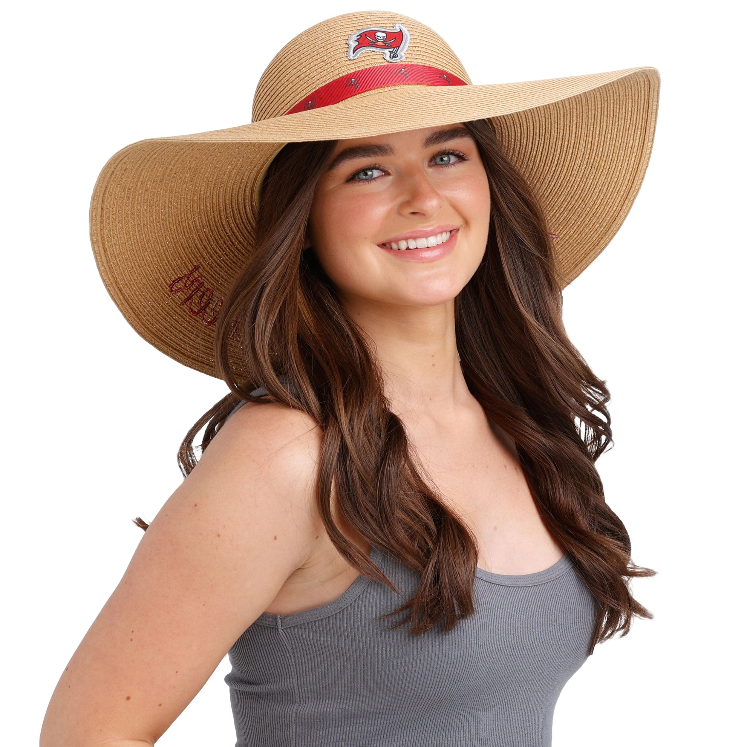Tampa Bay Buccaneers NFL Womens Wordmark Beach Straw Hat - Image 3