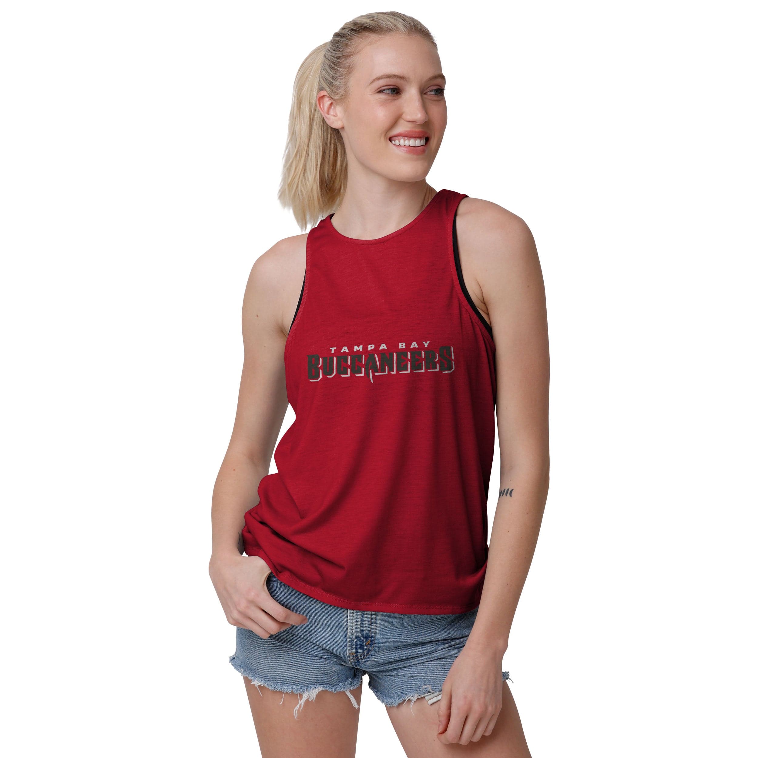 Tampa Bay Buccaneers NFL Womens Wordmark Mini Print Tie-Breaker Sleeveless Top - Image 2