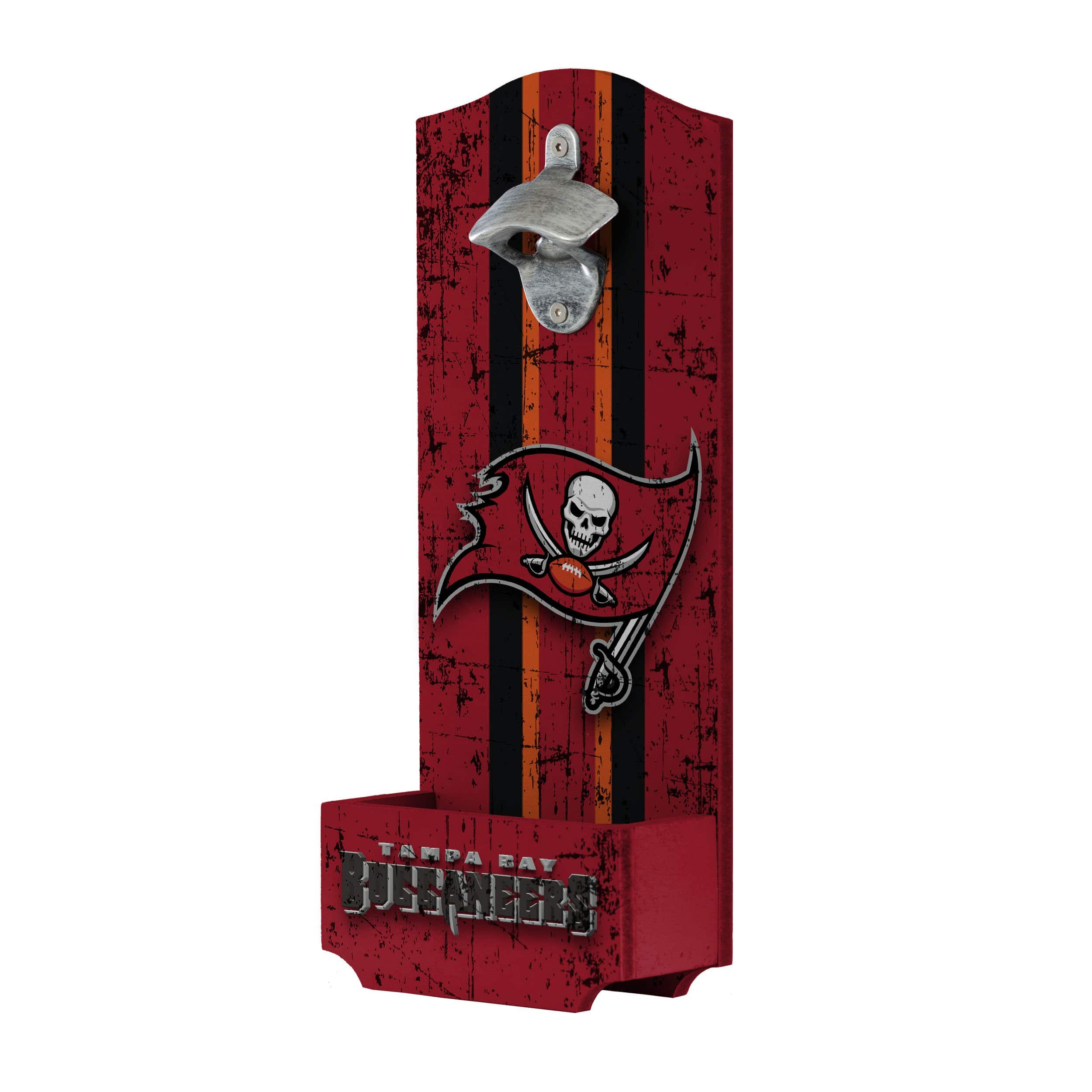 Tampa Bay Buccaneers NFL Wooden Bottle Cap Opener Sign